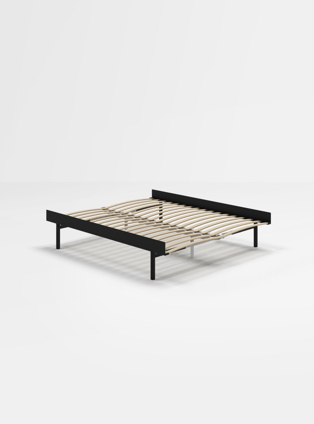 Moebe Bed, Tall Legs, 160 Cm, Slats, Black