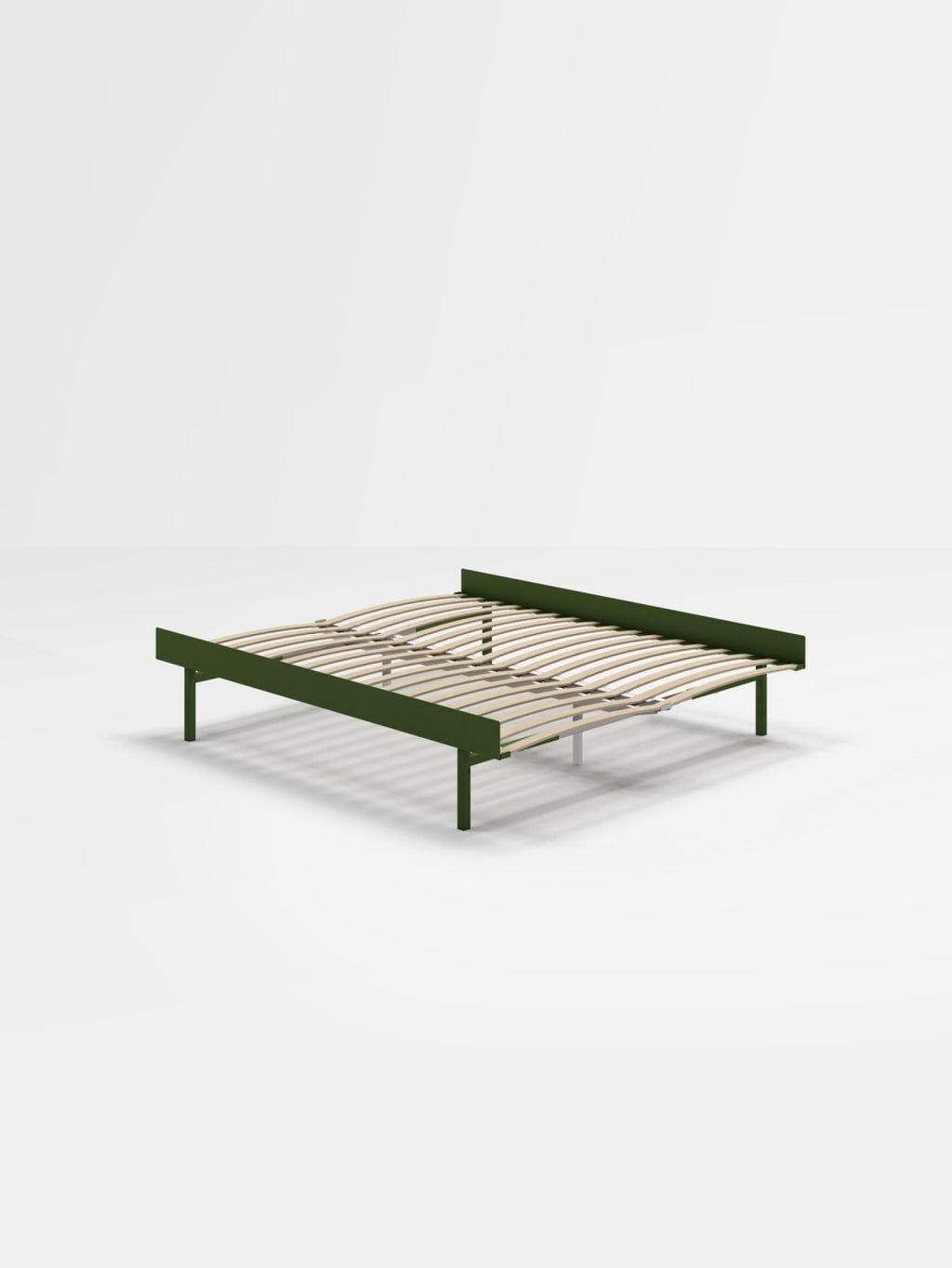 Moebe Bed, Tall Legs, 160 Cm, Slats, Pine Green