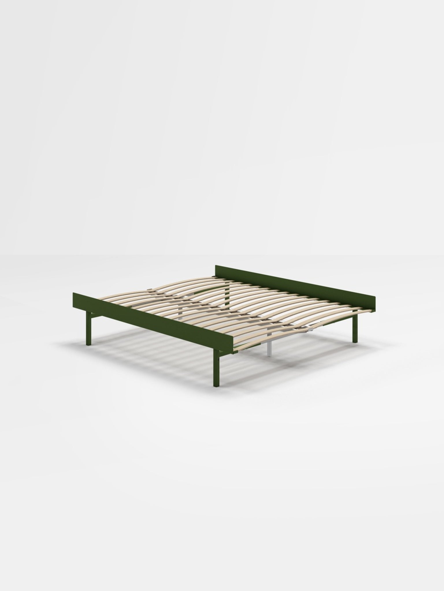Moebe Bed, Tall Legs, 160 Cm, Slats, Pine Green