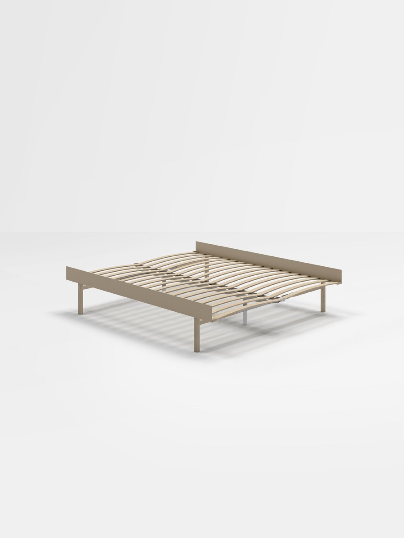 Moebe Bed, Tall Legs, 160 Cm, Slats, Sand