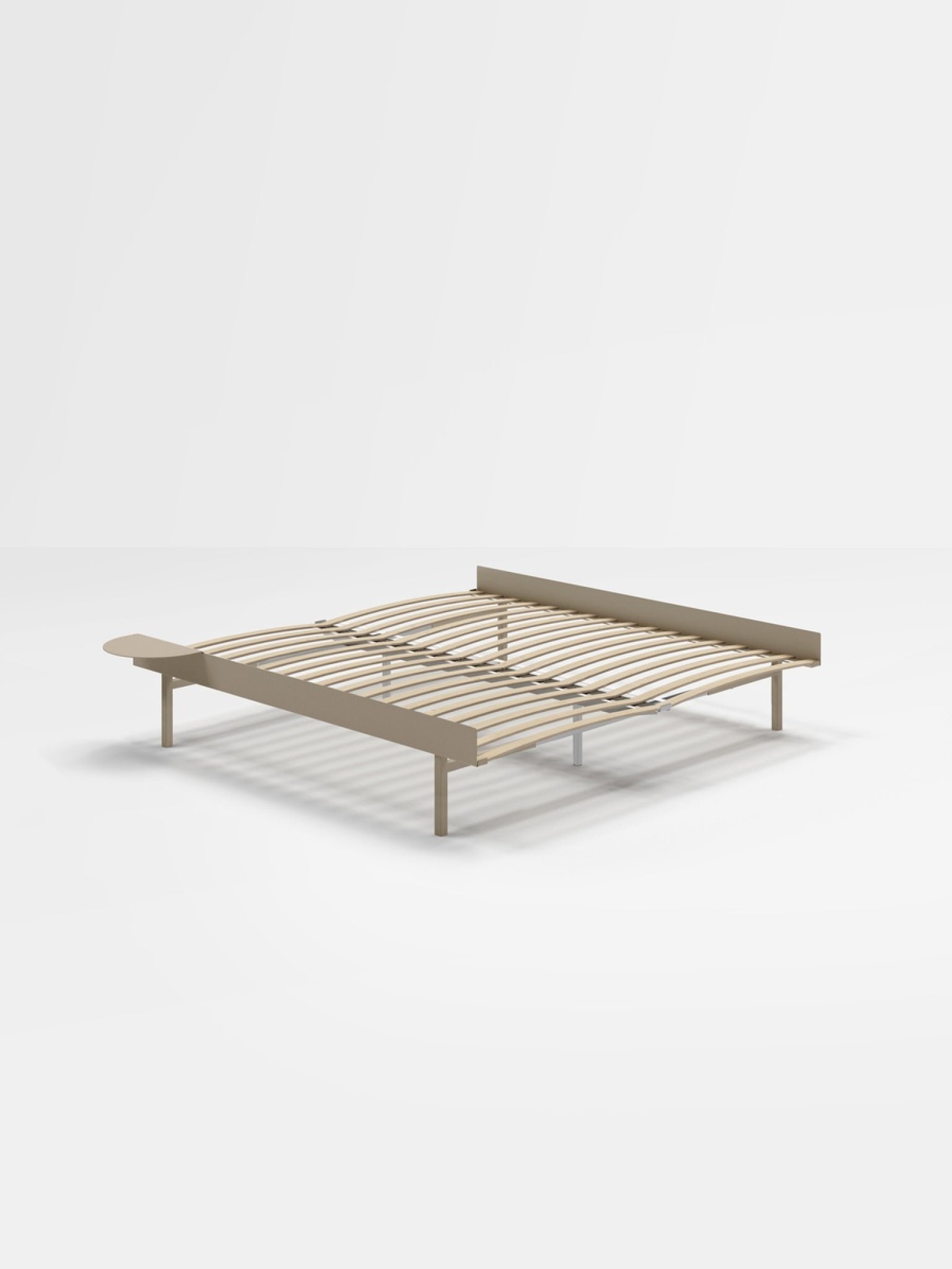 Moebe Bed, Tall Legs, 180 Cm, Slats, 1x Side Table, Sand