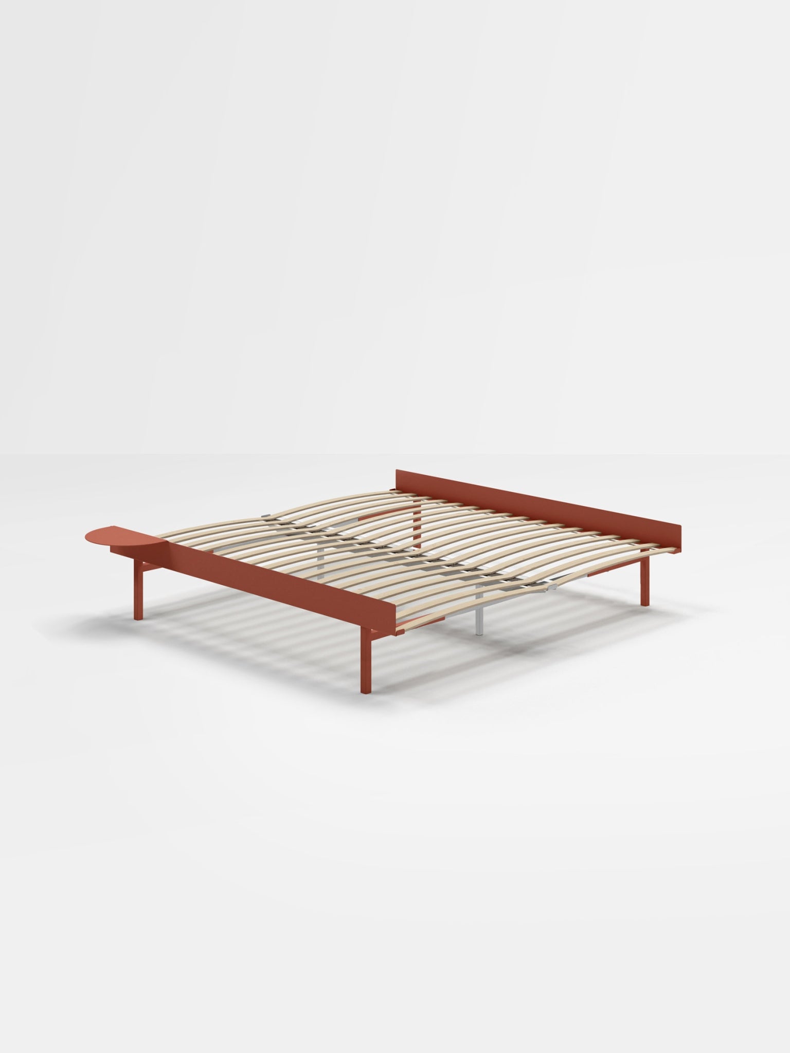 Moebe Bed, Tall Legs, 180 Cm, Slats, 1x Side Table, Terracotta
