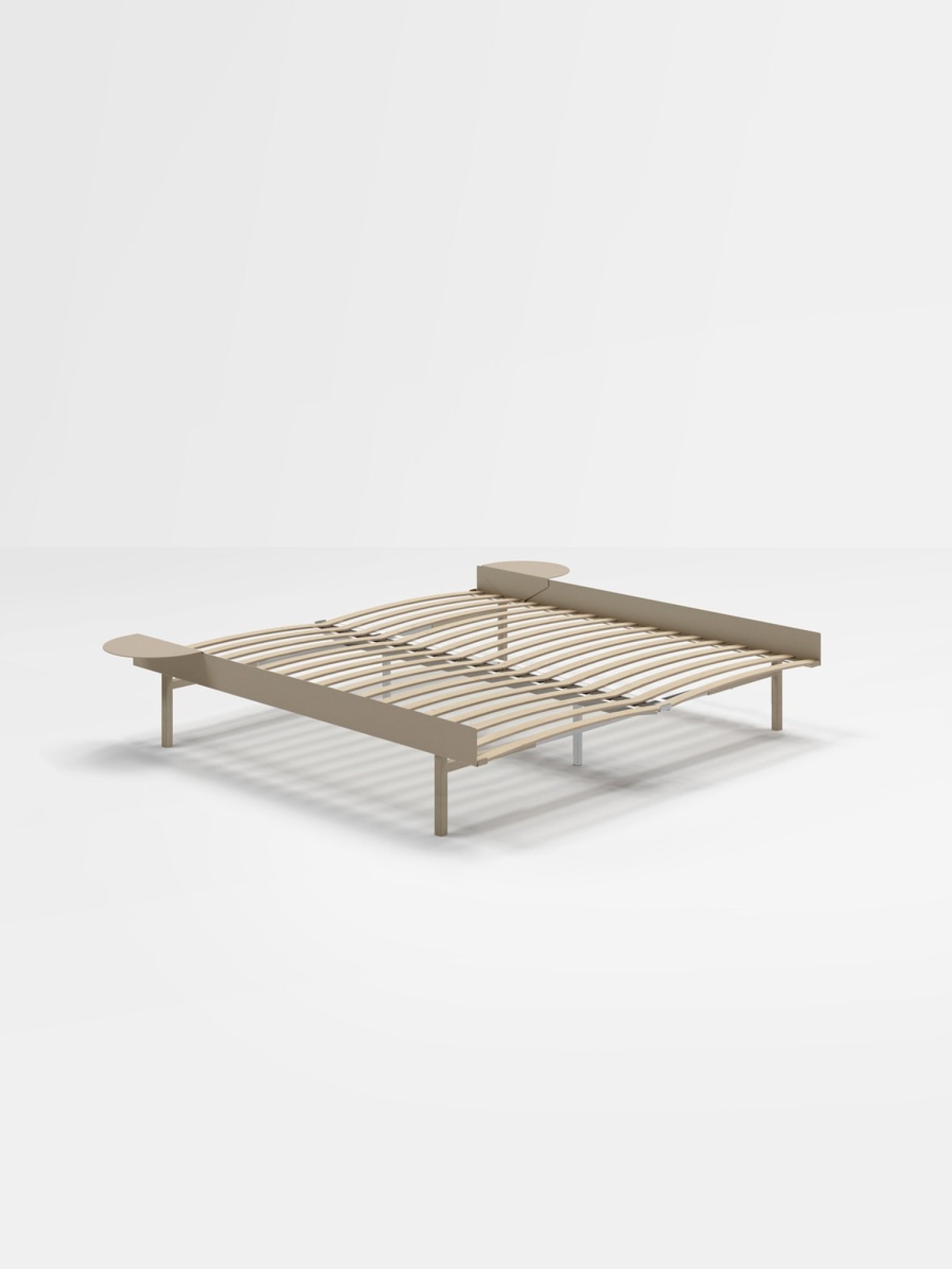 Moebe Bed, Tall Legs, 180 Cm, Slats, 2x Side Table, Sand