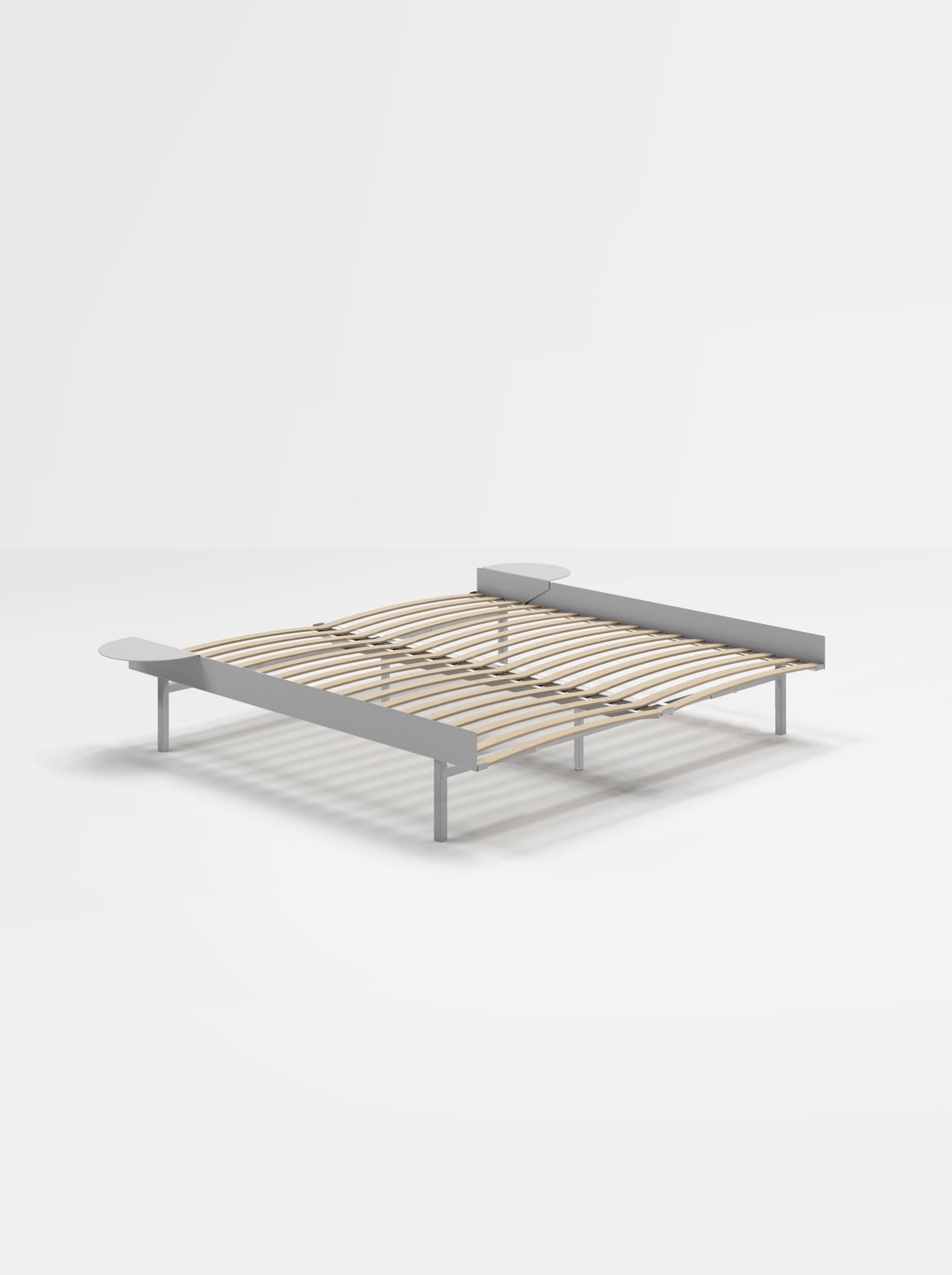 Moebe Bed, Tall Legs, 180 Cm, Slats, 2x Side Table, Stainless Steel