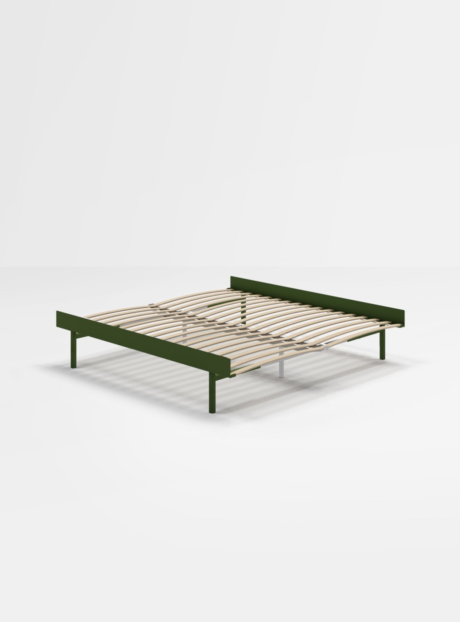 Moebe Bed, Tall Legs, 180 Cm, Slats, Pine Green