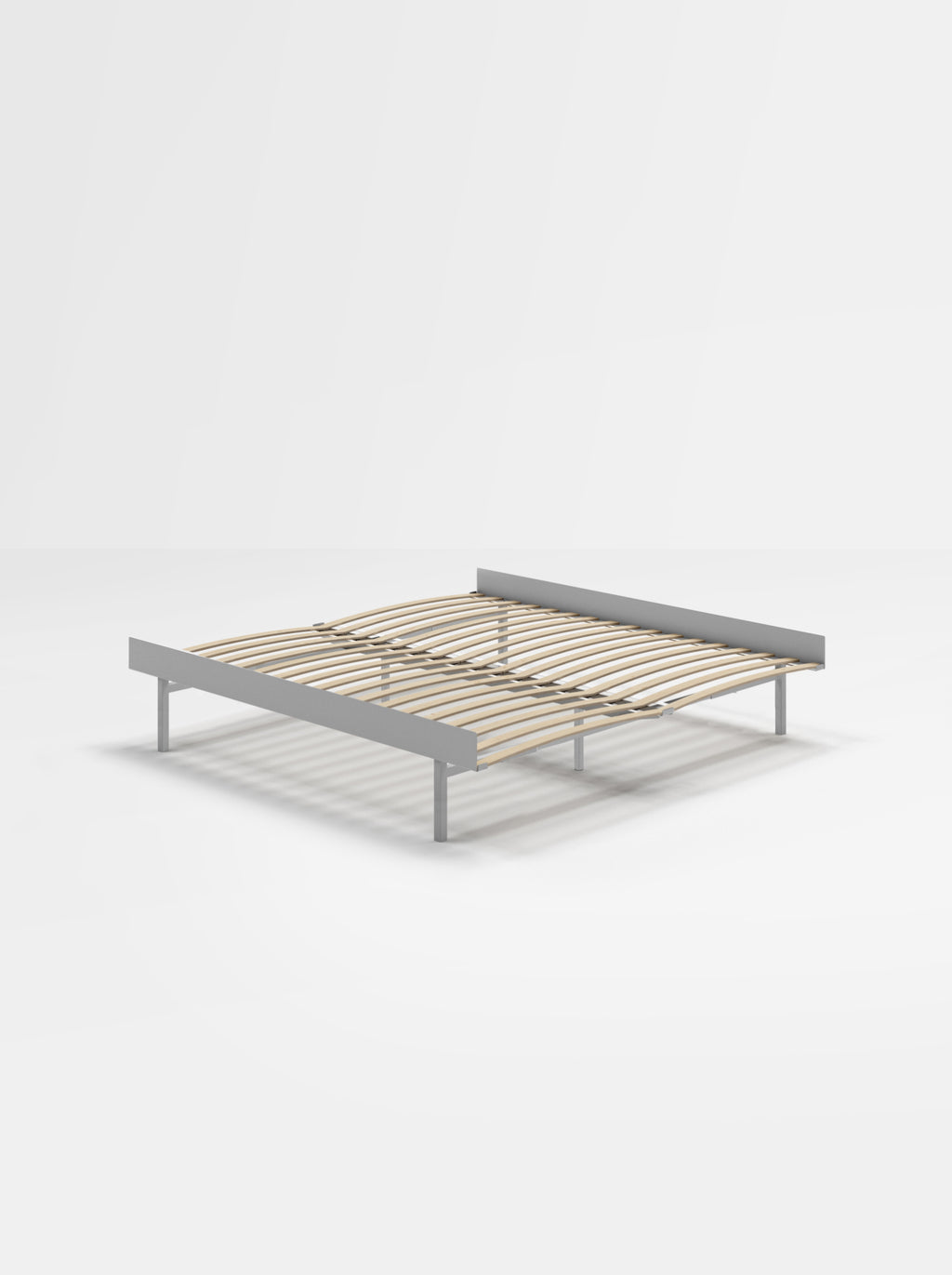 Moebe Bed, Tall Legs, 180 Cm, Slats, Stainless Steel