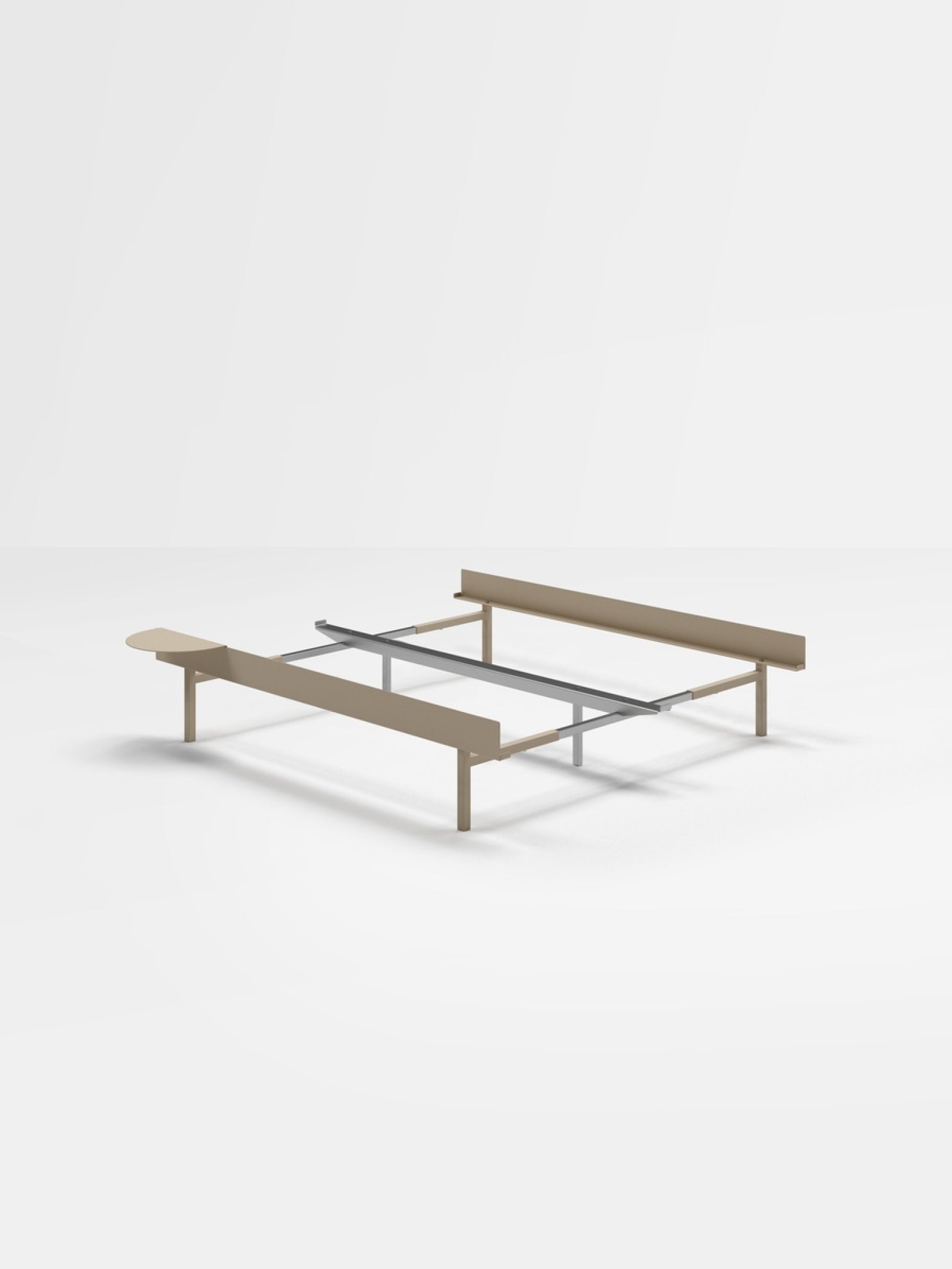 Moebe Bed, Tall Legs, 90-180 Cm, 1x Side Table, Sand