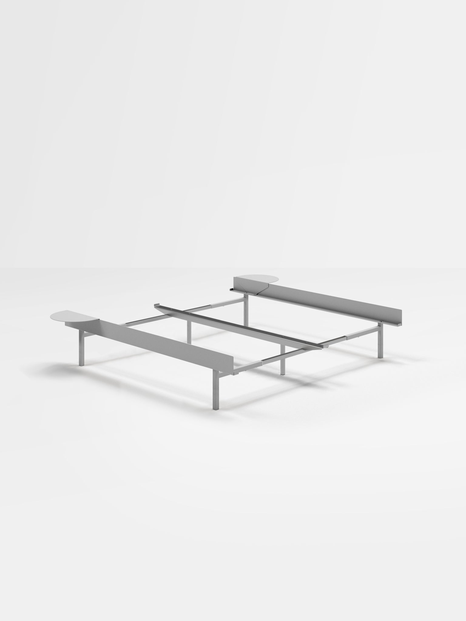 Moebe Bed, Tall Legs, 90-180 Cm, 2x Side Table, Stainless Steel