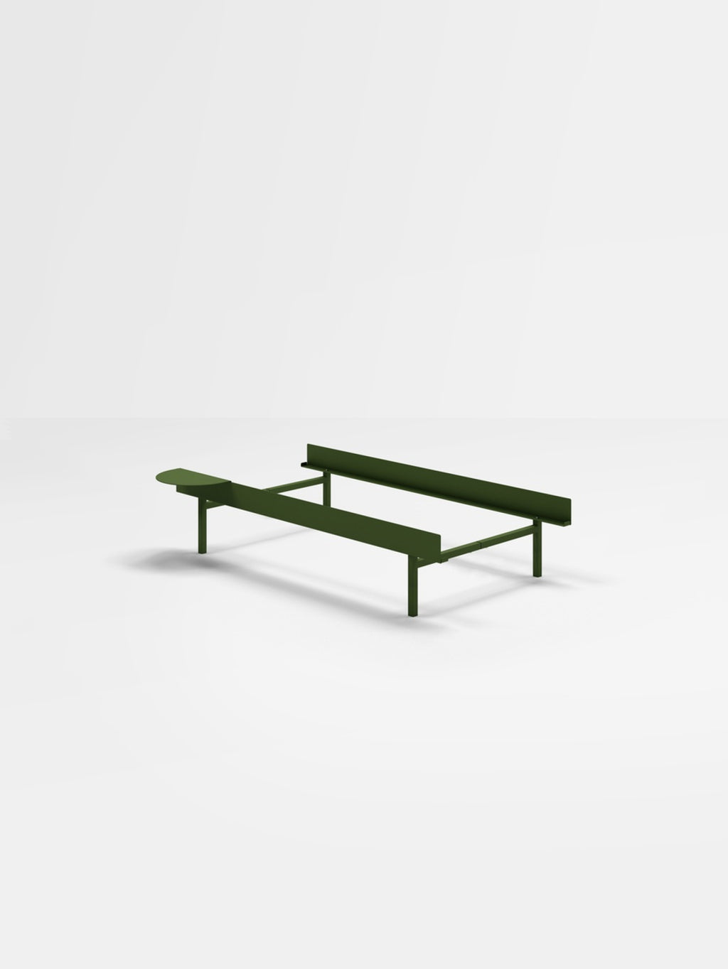 Moebe Bed, Tall Legs, 90 Cm, 1x Side Table, Pine Green