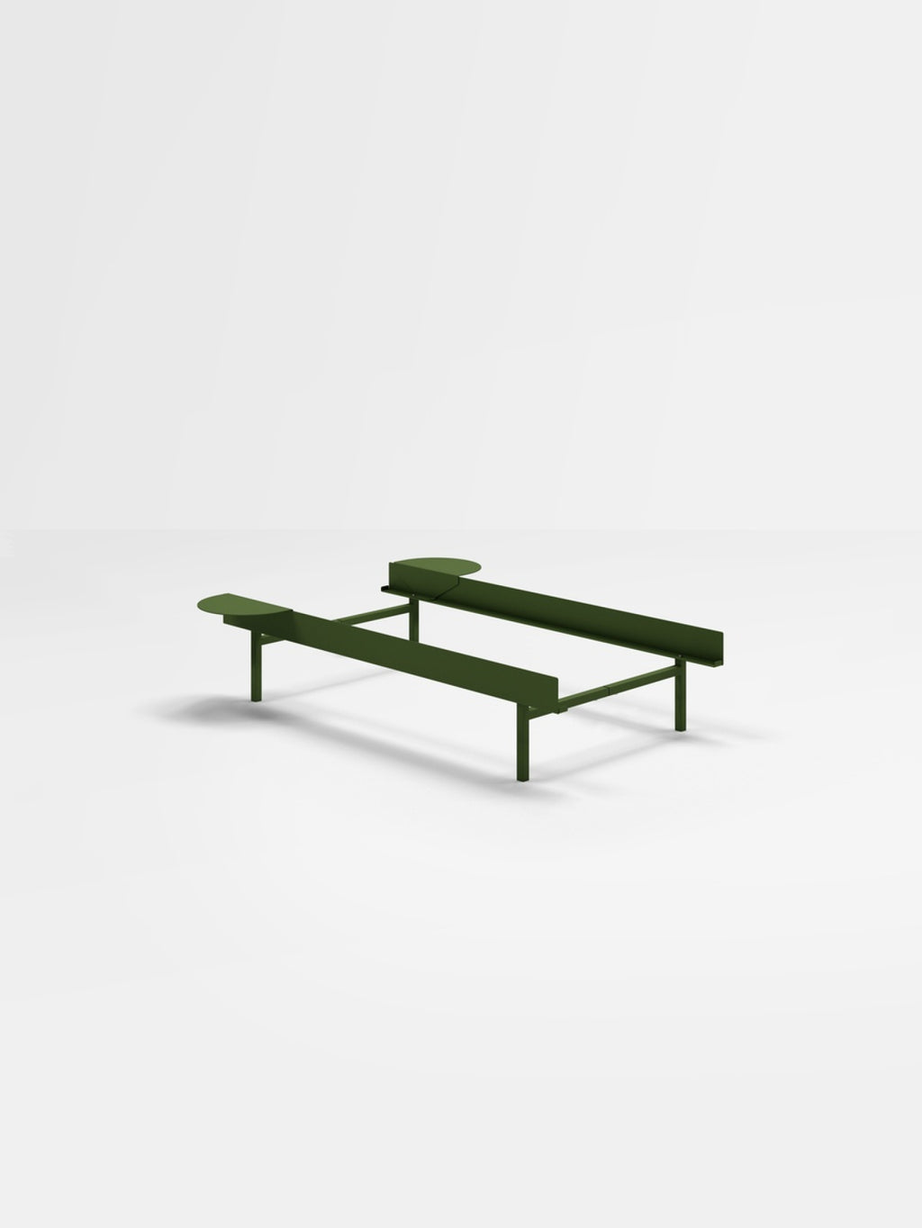 Moebe Bed, Tall Legs, 90 Cm, 2x Side Table, Pine Green