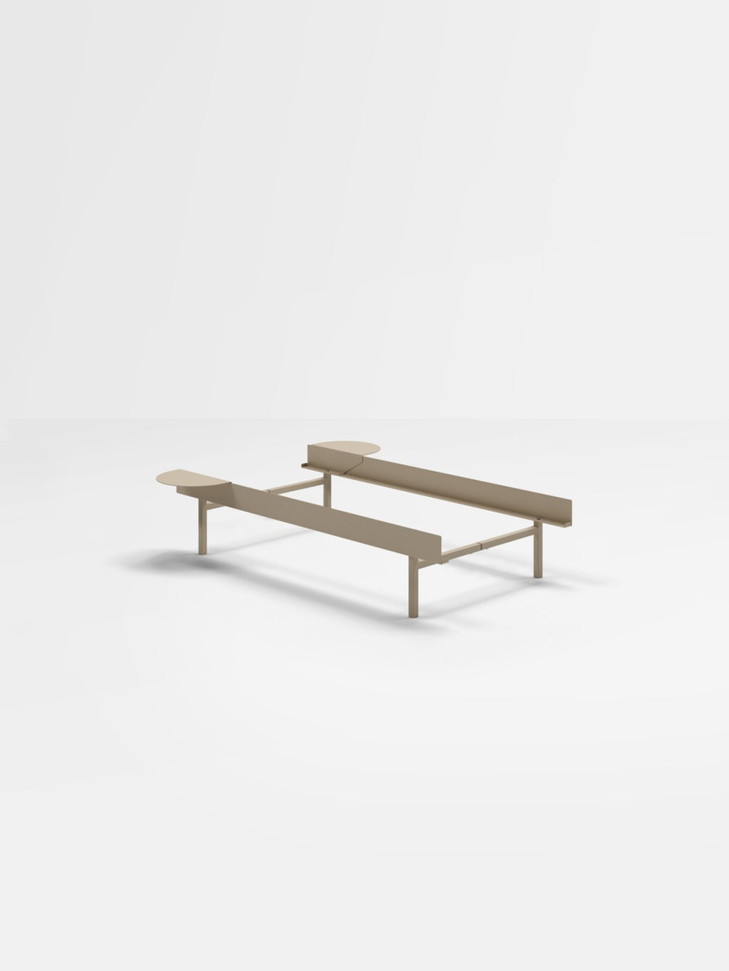 Moebe Bed, Tall Legs, 90 Cm, 2x Side Table, Sand