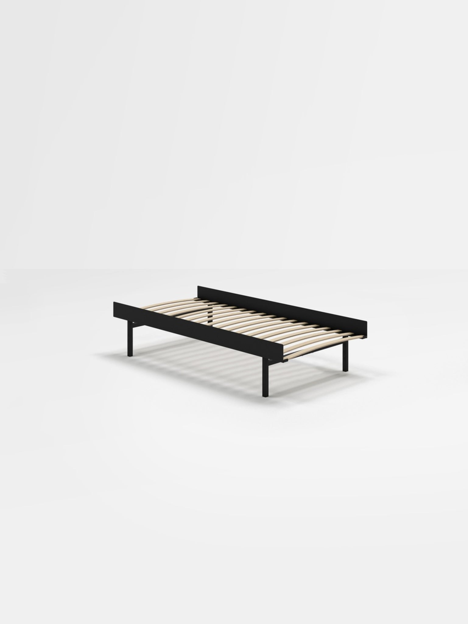 Moebe Bed, Tall Legs, 90 Cm, Slats, Black