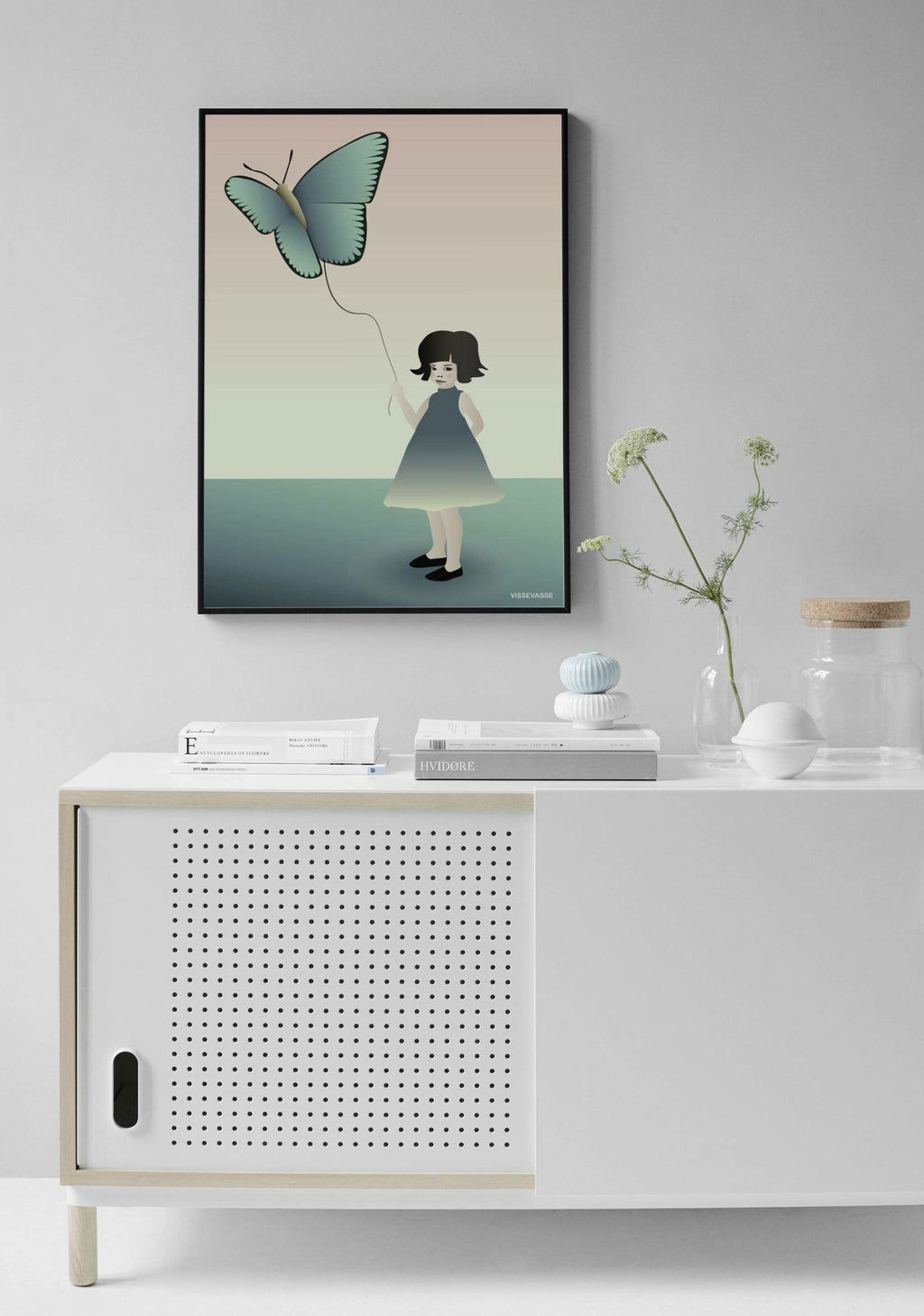 Vissevasse Girl With The Butterfly Poster, 30 X40 Cm