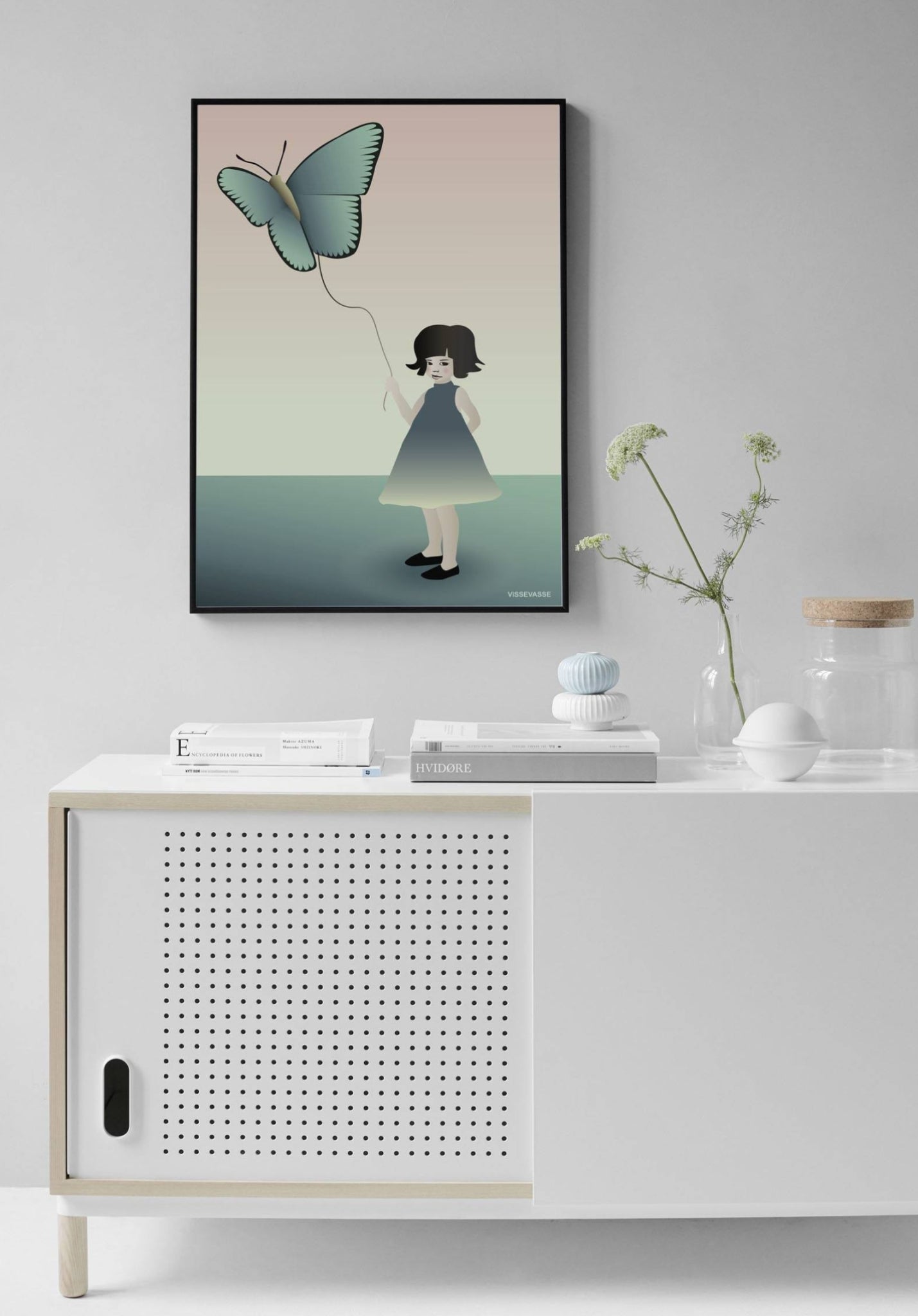 Vissevasse Girl With The Butterfly Poster, 15 X21 Cm
