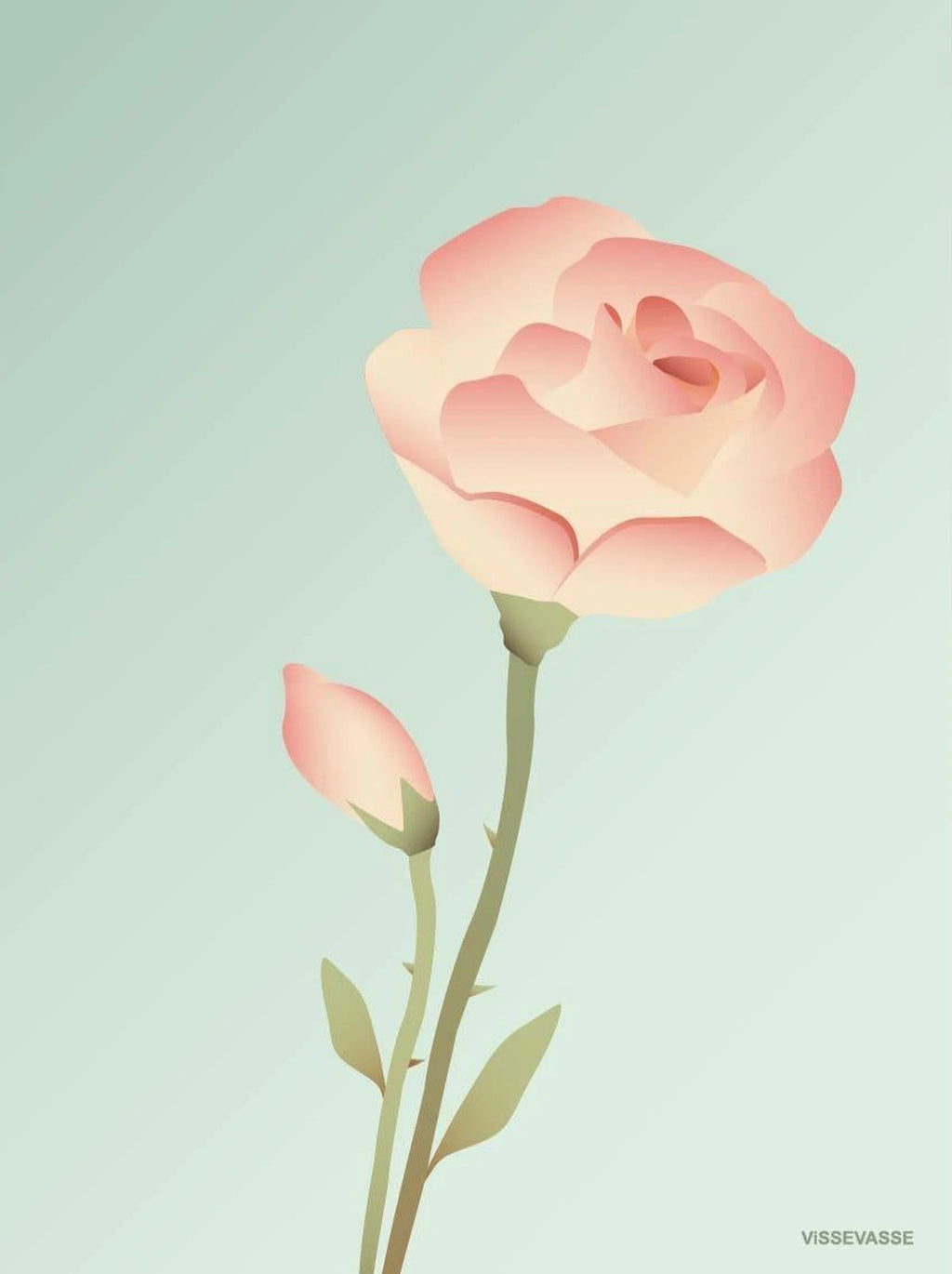 Vissevasse Rose Greeting Card 15 X21 Cm, Mint