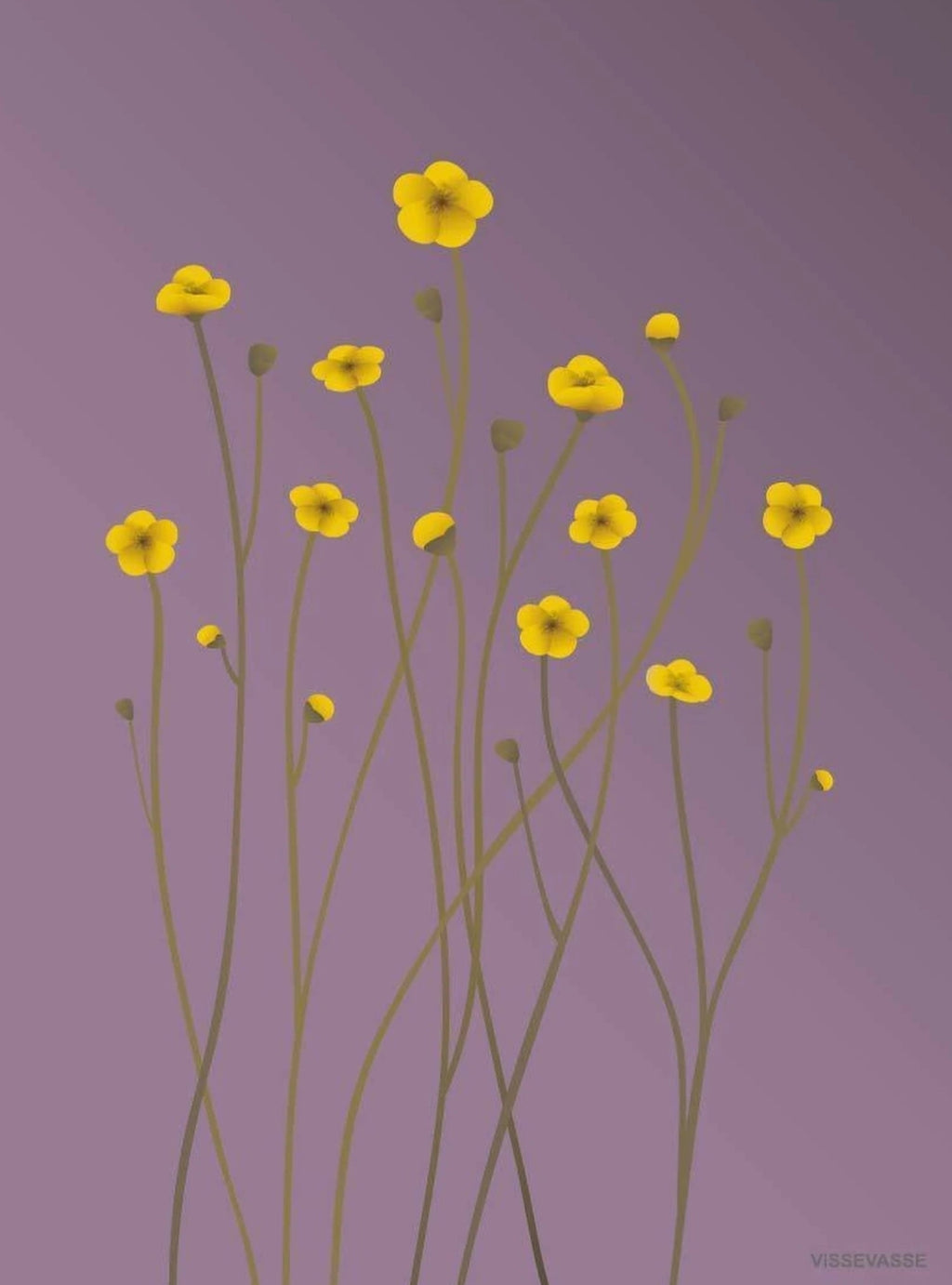 Vissevasse Buttercup Greeting Card 15 X21 Cm, Purple