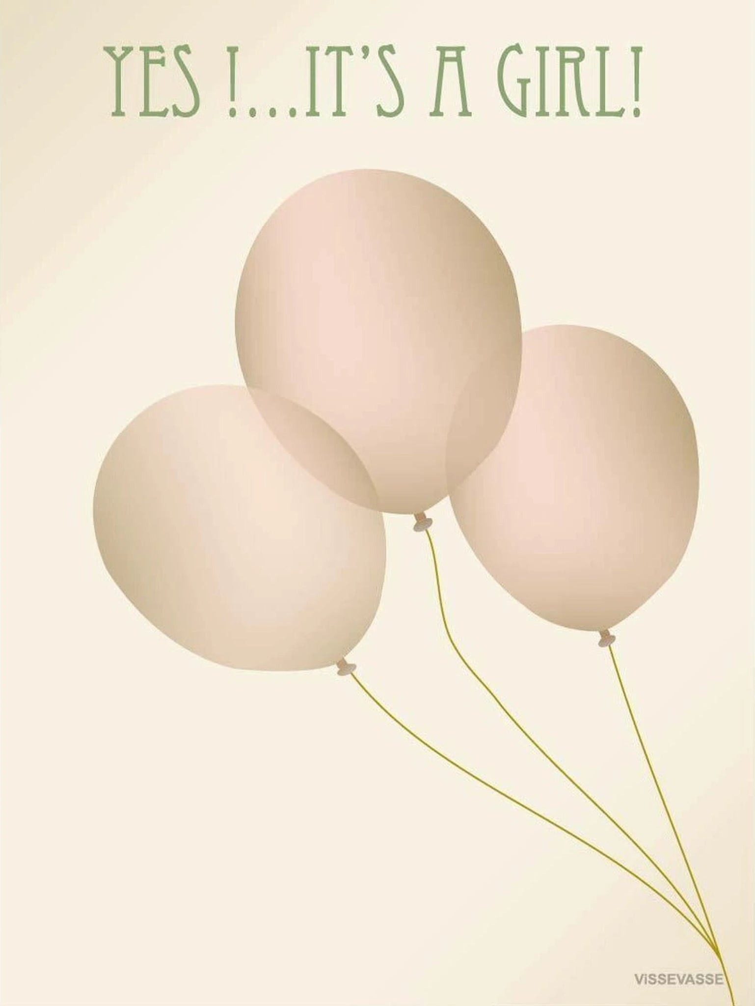 Vissevasse It Is A Girl Greeting Card, 15 X21 Cm