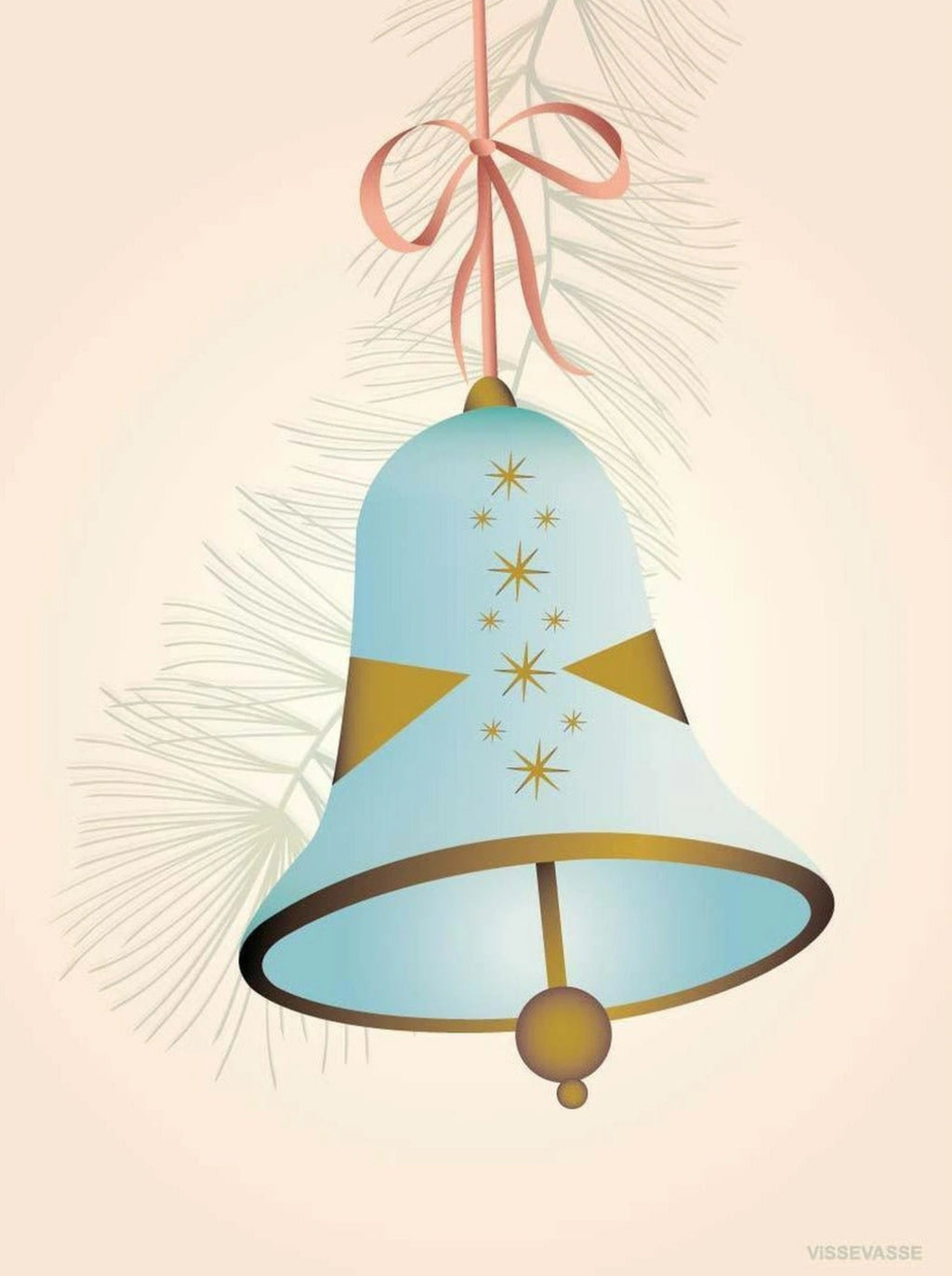 Vissevasse Christmas Bell Greeting Card 15 X21 Cm, Blue