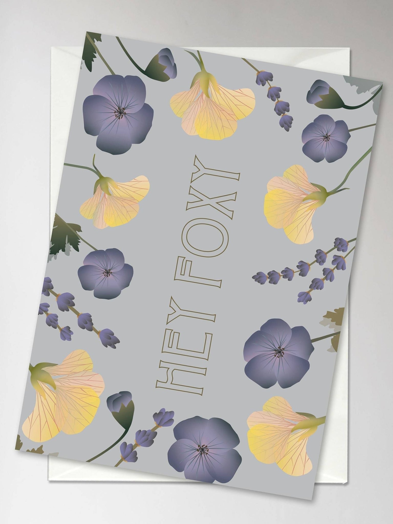 Vissevasse Hey Foxy Flower Bouquet Greeting Card, 10,5x15cm