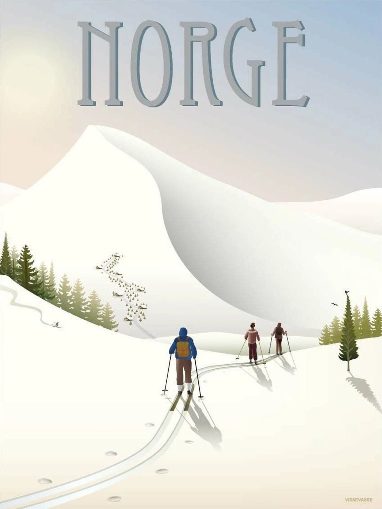 Vissevasse Norway 'Cross Country Skiing' Poster, 50x70 Cm