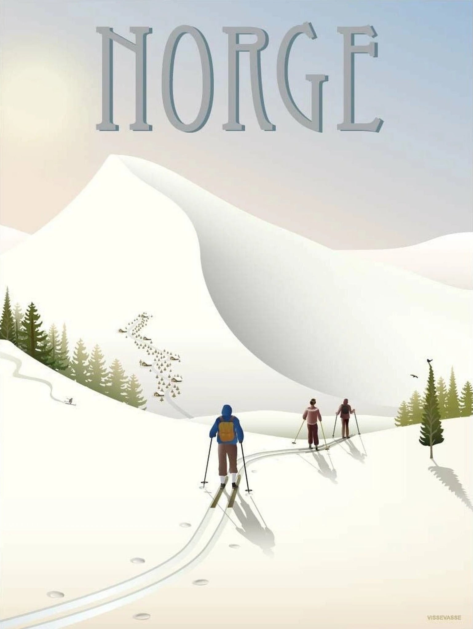 Vissevasse Norway 'Cross Country Skiing' Poster, 30x40 Cm