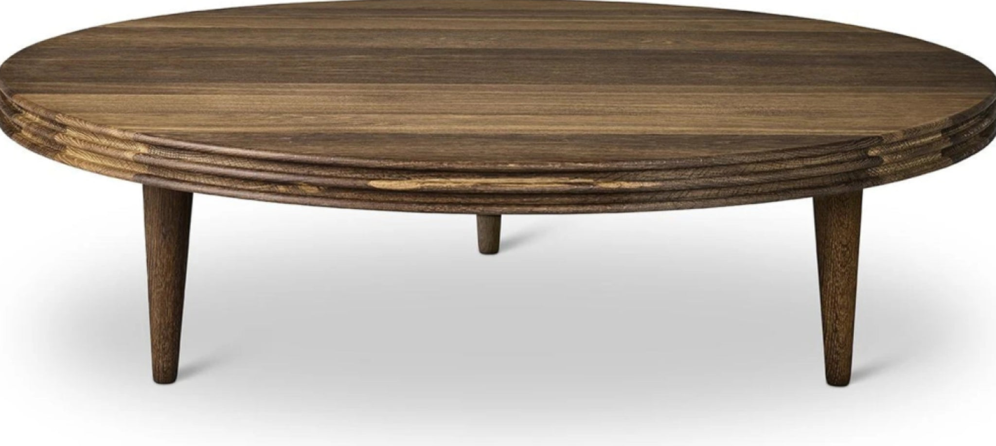 DK3 Groove Three-legged side table oak smoked, ØxH 110x37,5 cm