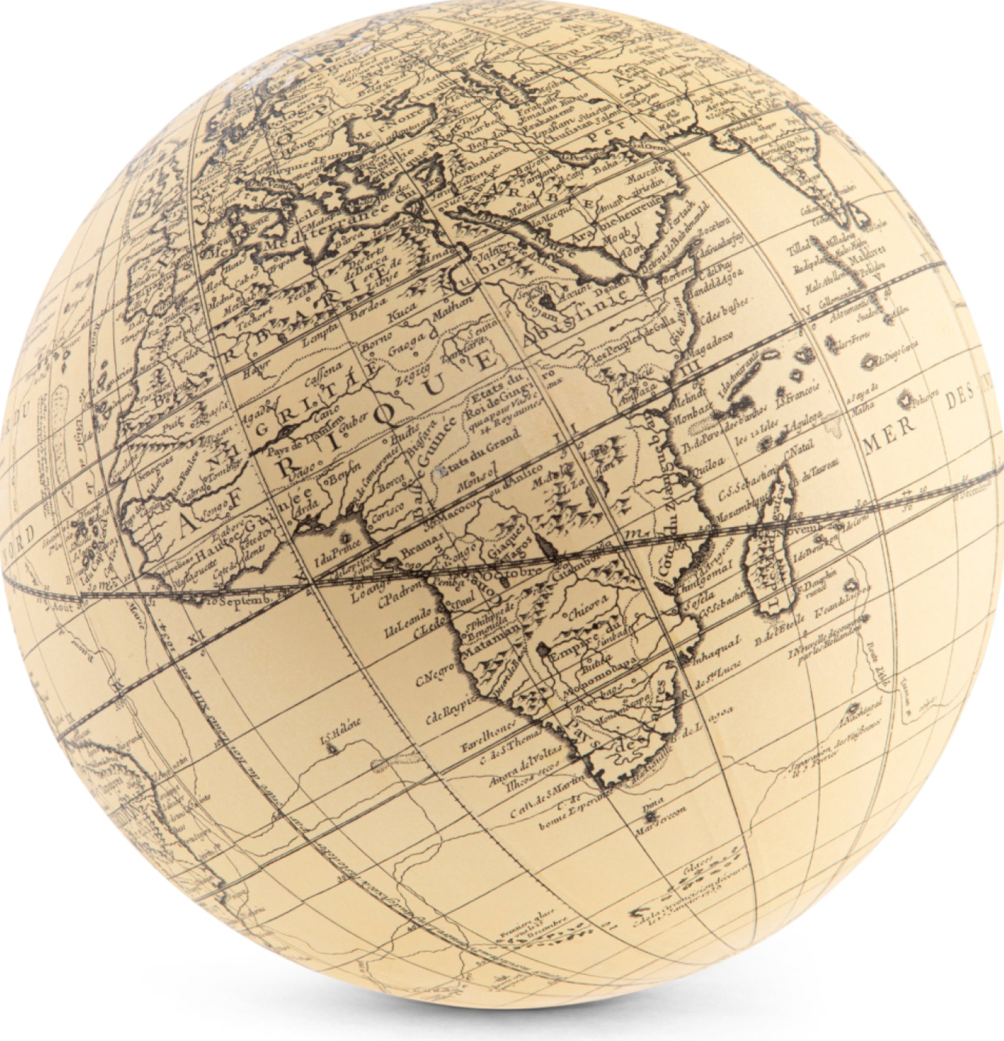 Authentic Models Vaugondy Earth Globe 18 Cm, Ivory