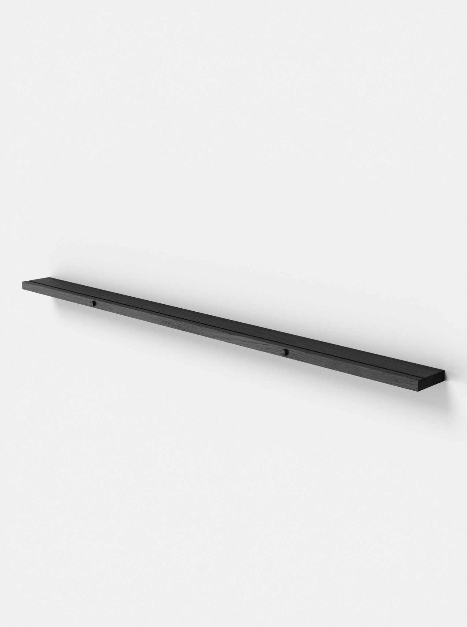 Stylish Moebe Gallery Shelf 115 cm in Black Oak for Art Display