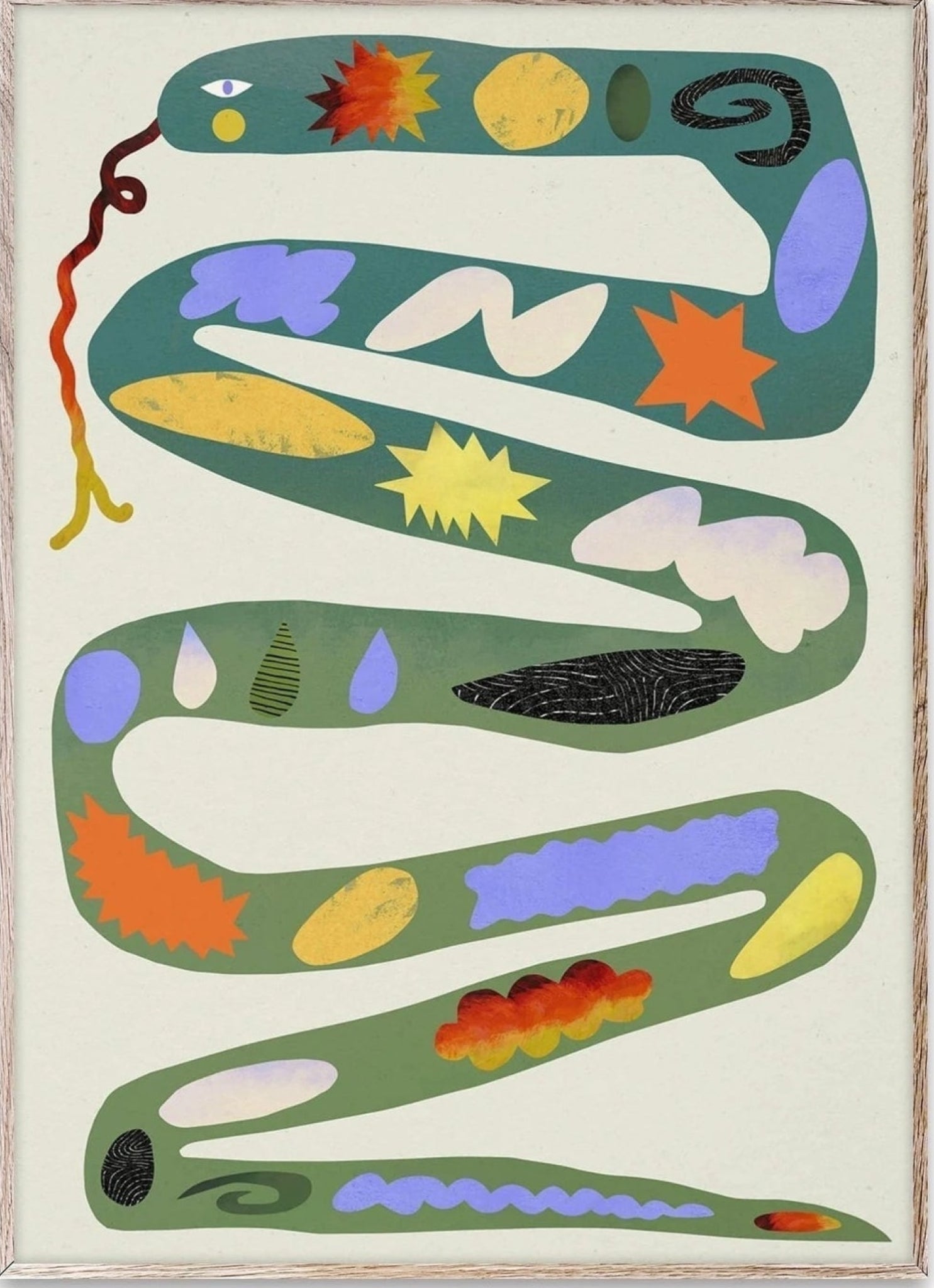 Paper Collective Green Snake Poster, 30 X40 Cm
