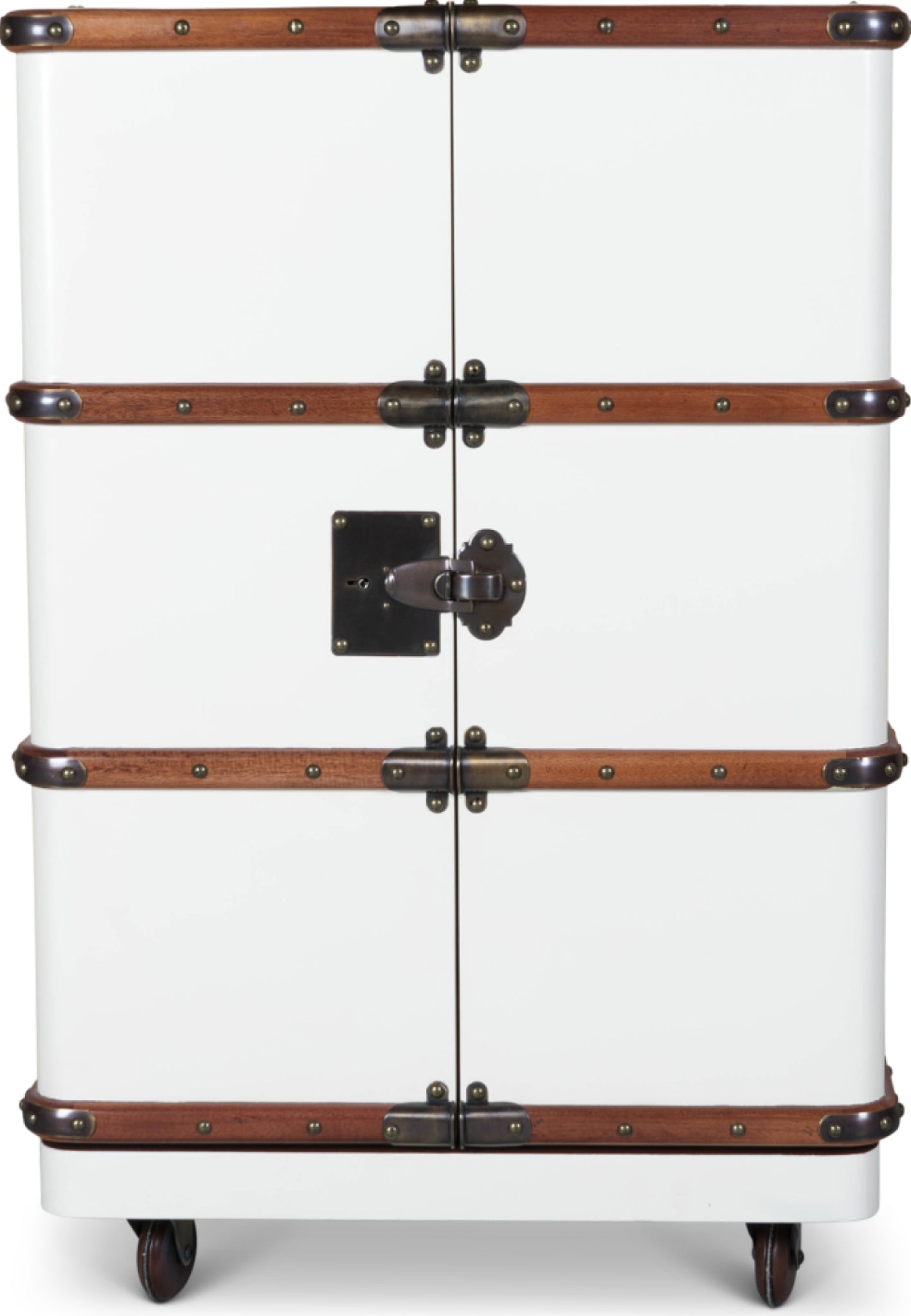 Authentic Models Polo Club Travel Suitcase Cabinet Bar, Off White