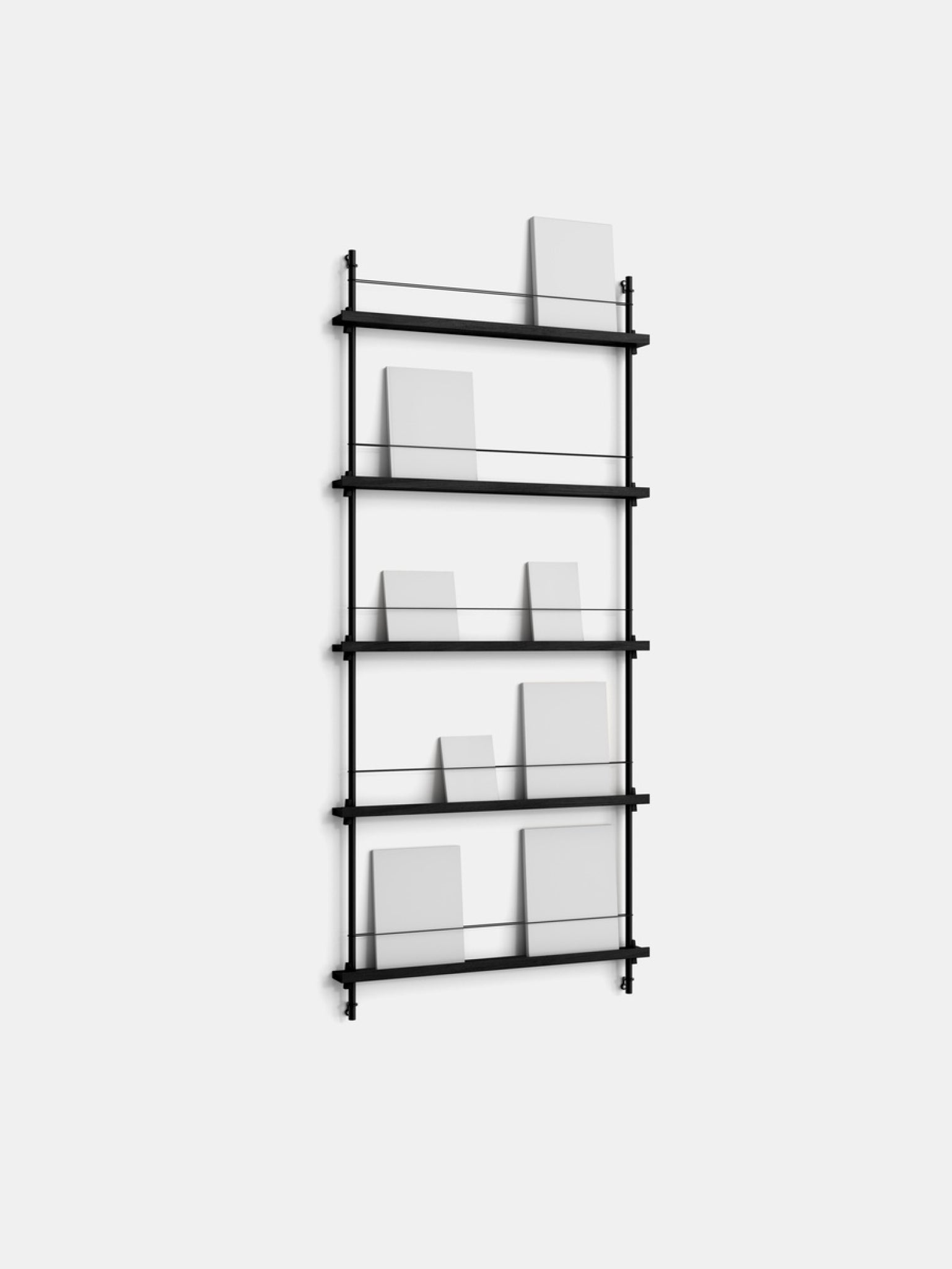 Moebe Magazine Shelving Set Ms.180.1, Black Shelves, Black Legs (fsc Mix Credit)