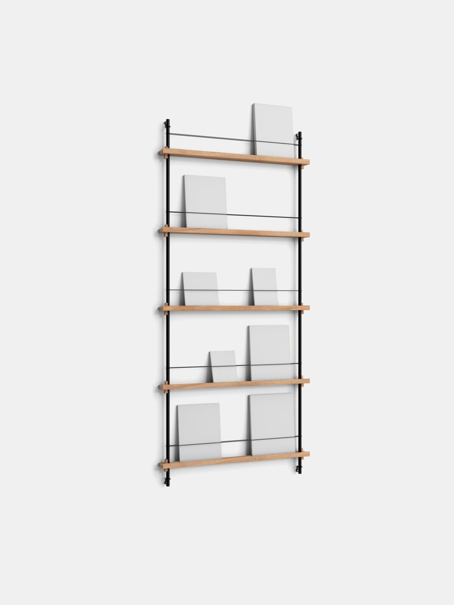 Moebe Magazine Shelving Set Ms.180.1, Oak Shelves, Black Legs (fsc Mix Credit)