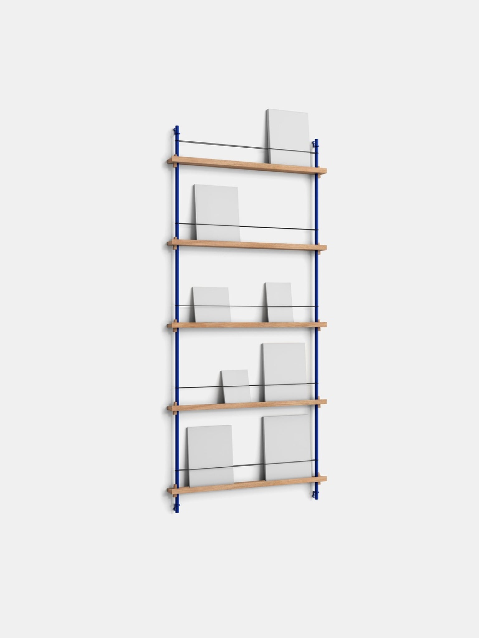 Moebe Magazine Shelving Set Ms.180.1, Oak Shelves, Deep Blue Legs (fsc Mix Credit)