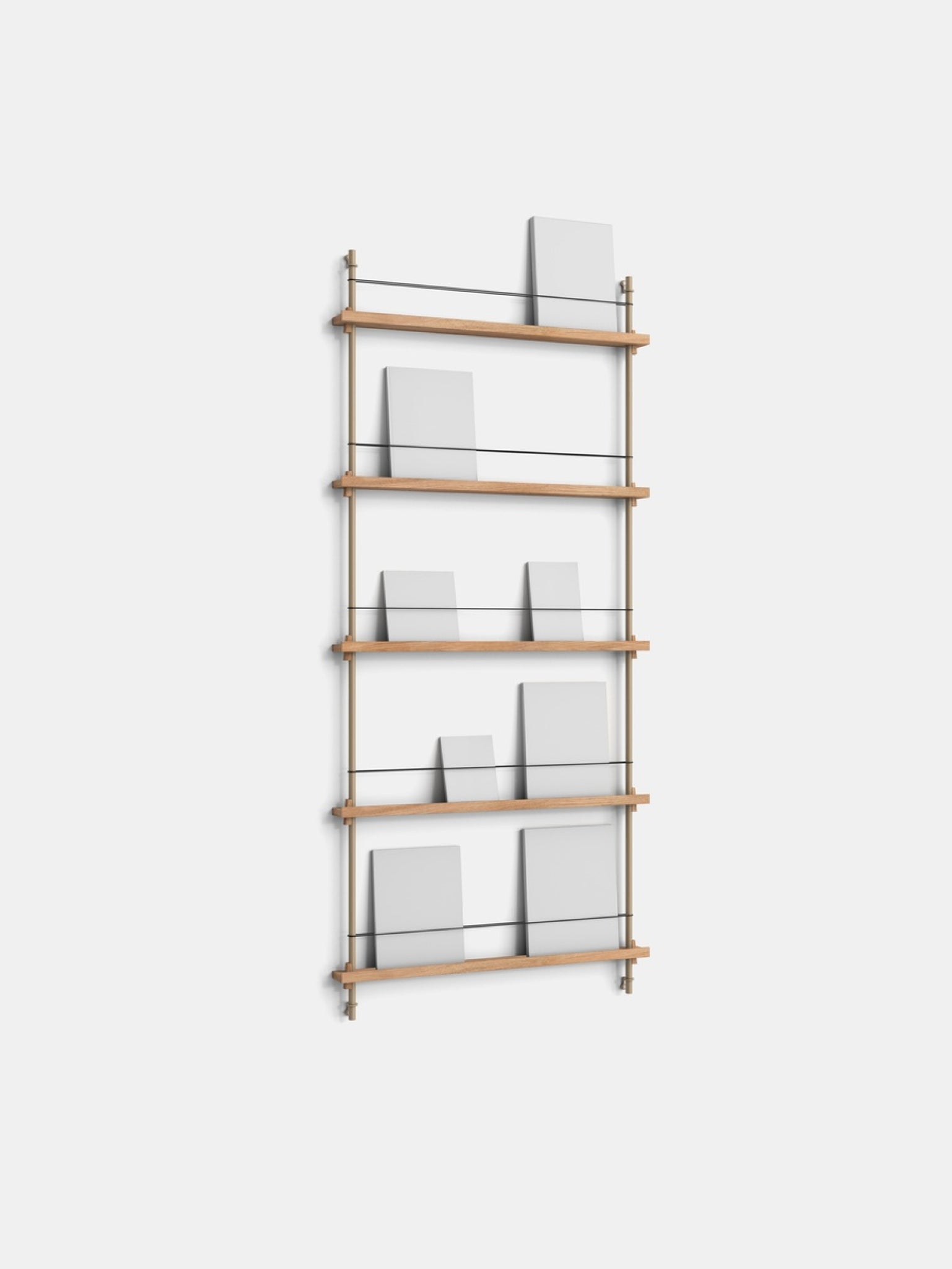 Moebe Magazine Shelving Set Ms.180.1, Oak Shelves, Warm Grey Legs (fsc Mix Credit)
