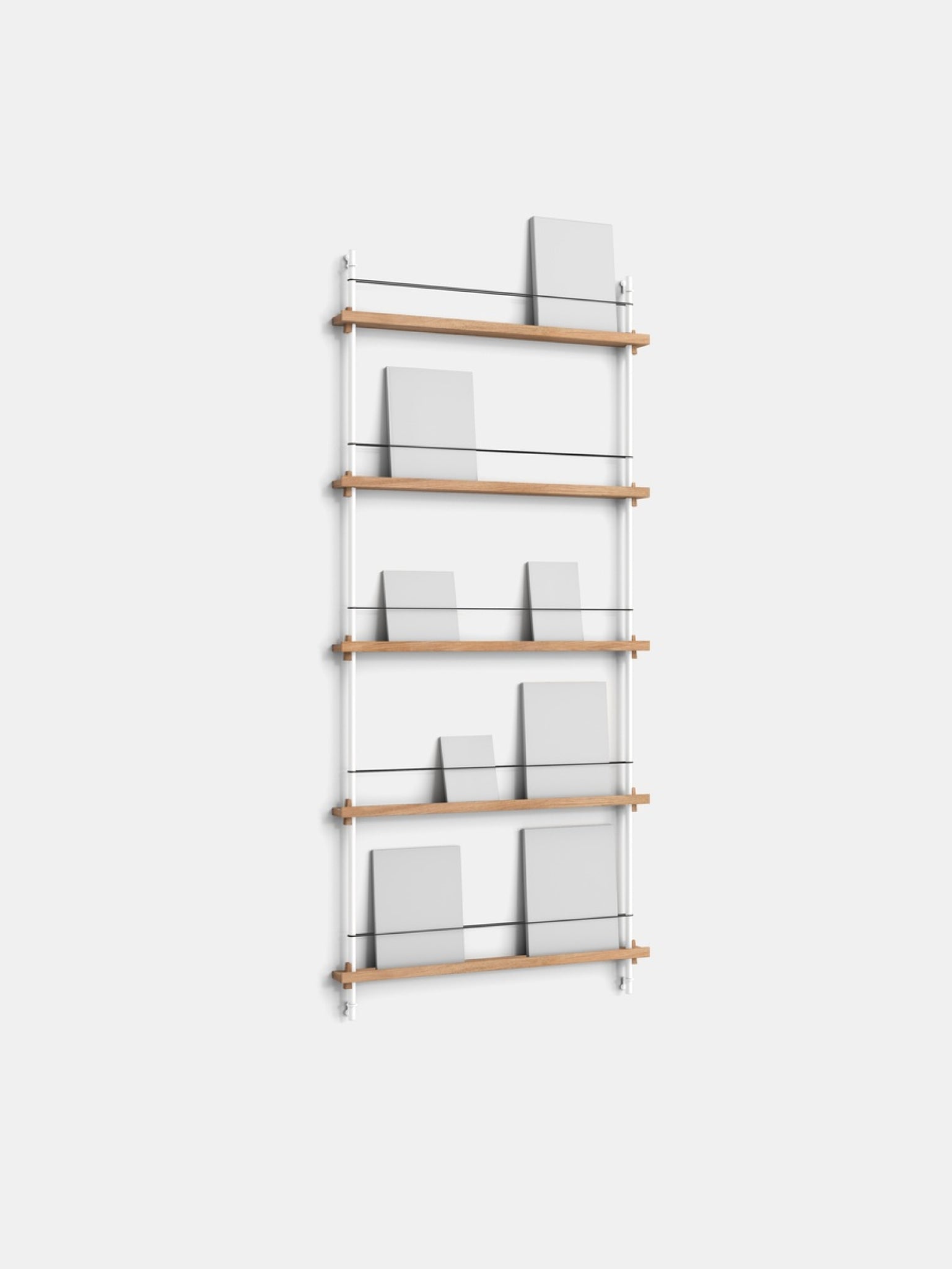 Moebe Magazine Shelving Set Ms.180.1, Oak Shelves, White Legs (fsc Mix Credit)
