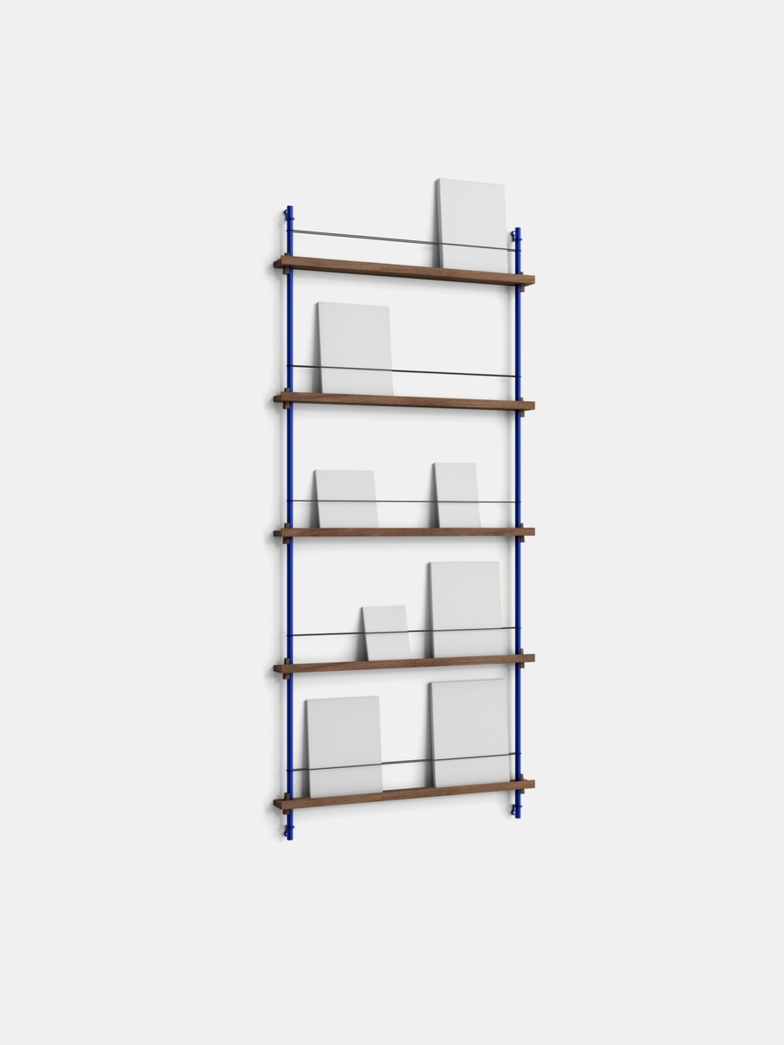 Moebe Magazine Shelving Set Ms.180.1, Smoked Oak Shelves, Deep Blue Legs (fsc Mix Credit)