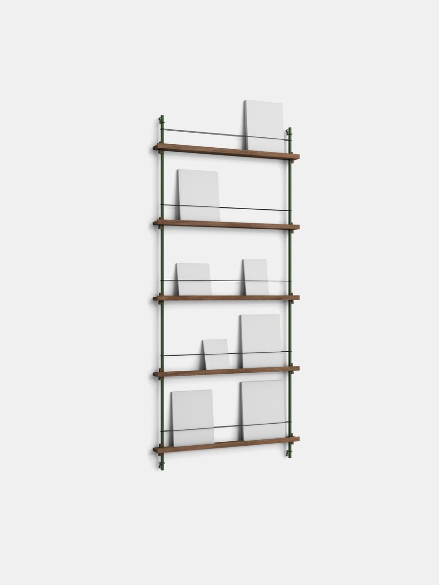 Moebe Magazine Shelving Set Ms.180.1, Smoked Oak Shelves, Pine Green Legs (fsc Mix Credit)