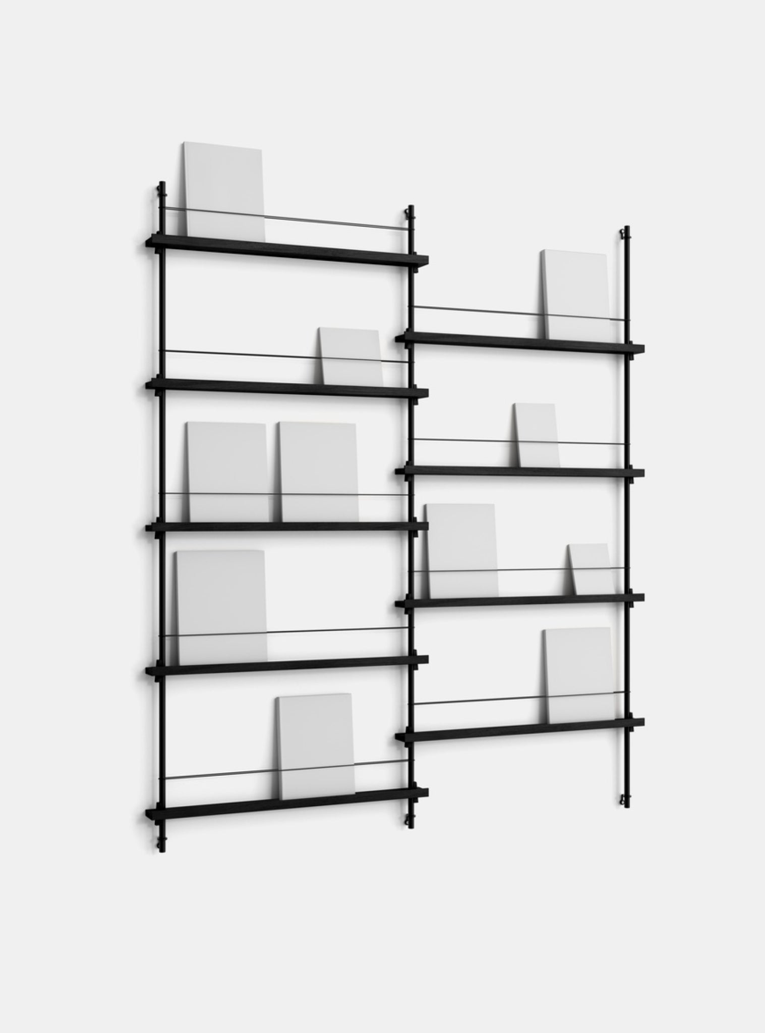 Moebe Magazine Shelving Set Ms.180.2, Black Shelves, Black Legs (fsc Mix Credit)