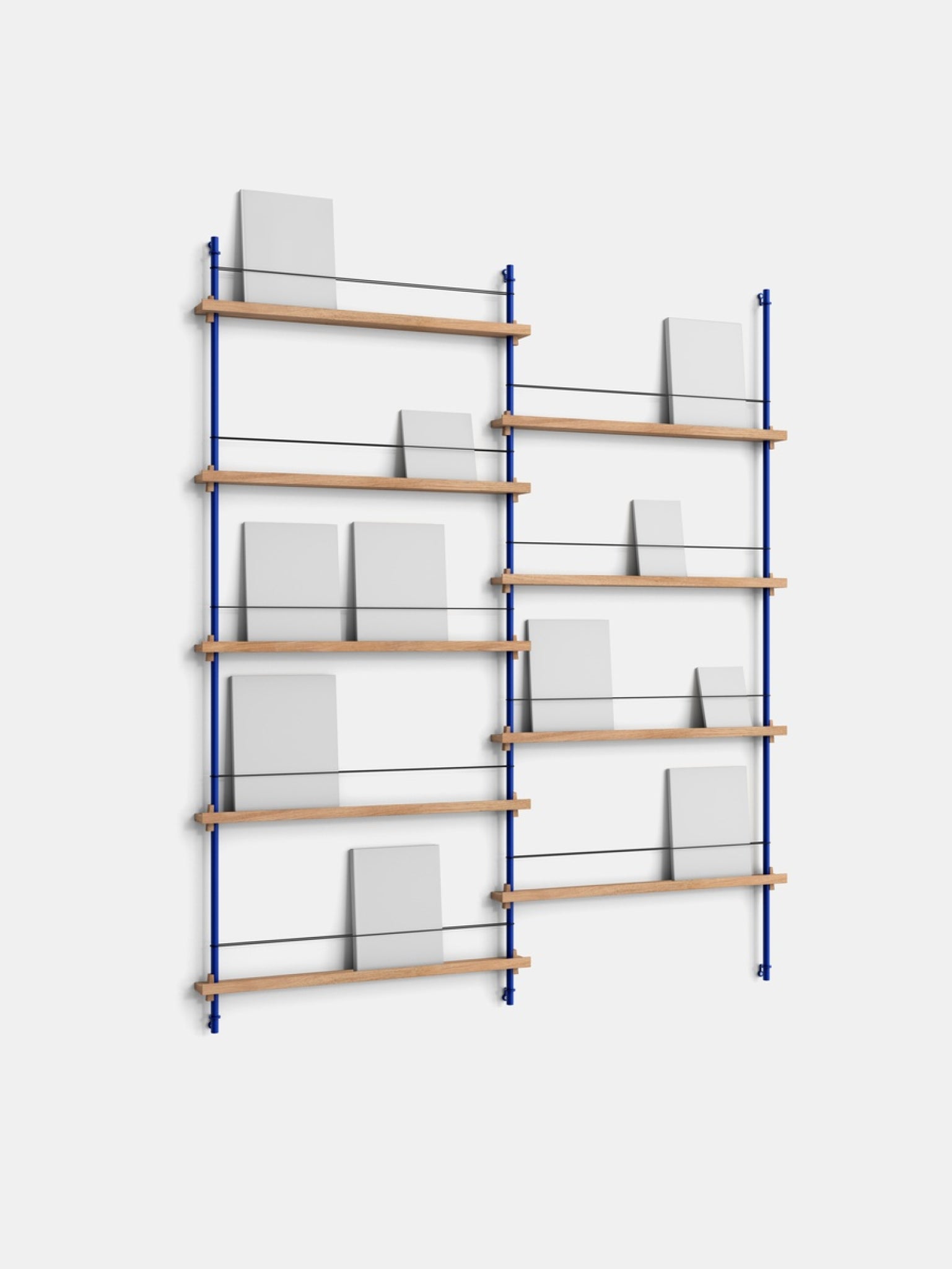 Moebe Magazine Shelving Set Ms.180.2, Oak Shelves, Deep Blue Legs (fsc Mix Credit)