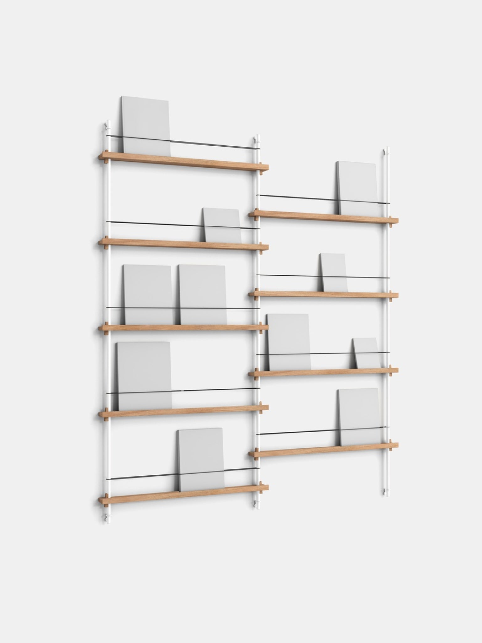 Moebe Magazine Shelving Set Ms.180.2, Oak Shelves, White Legs (fsc Mix Credit)