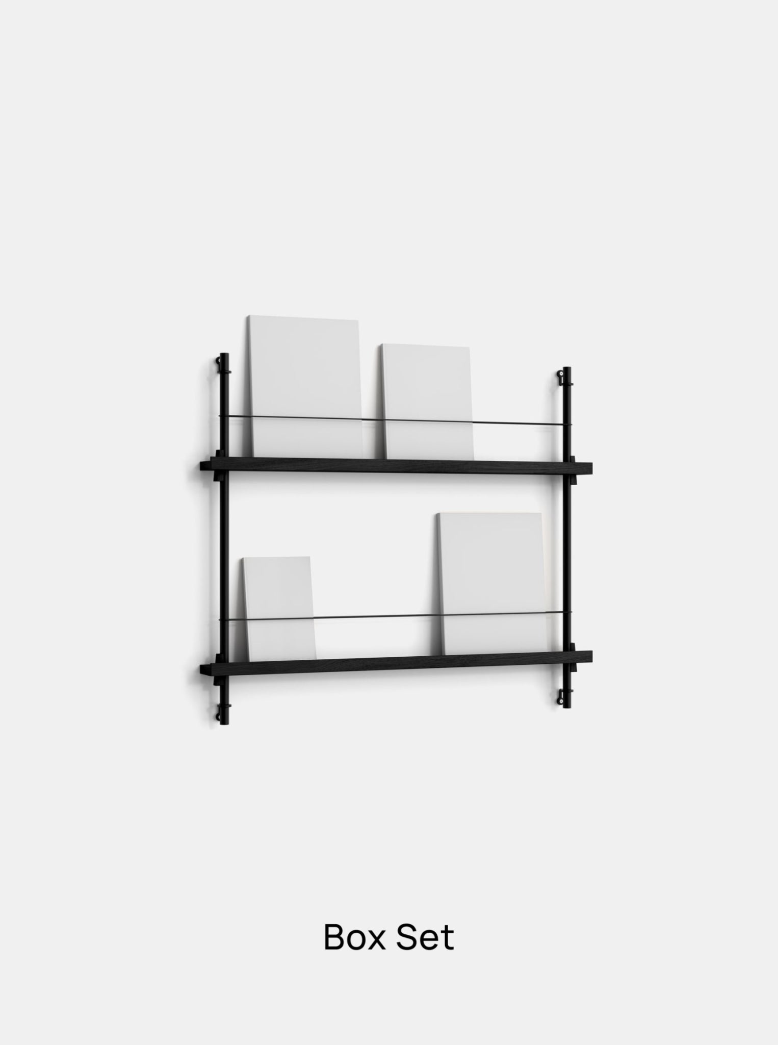 Moebe Magazine Shelving Set Ms.65.1, Black Shelves, Black Legs (fsc Mix Credit)