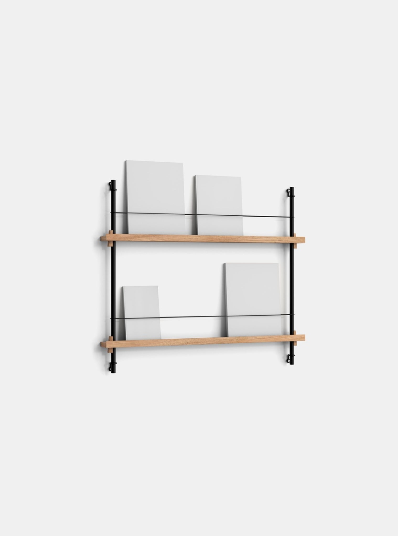 Moebe Magazine Shelving Set Ms.65.1, Oak Shelves, Black Legs (fsc Mix Credit)