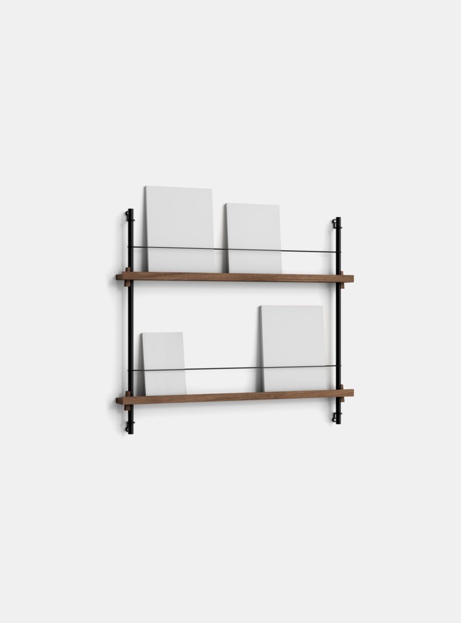 Moebe Magazine Shelving Set Ms.65.1, Smoked Oak Shelves, Black Legs (fsc Mix Credit)