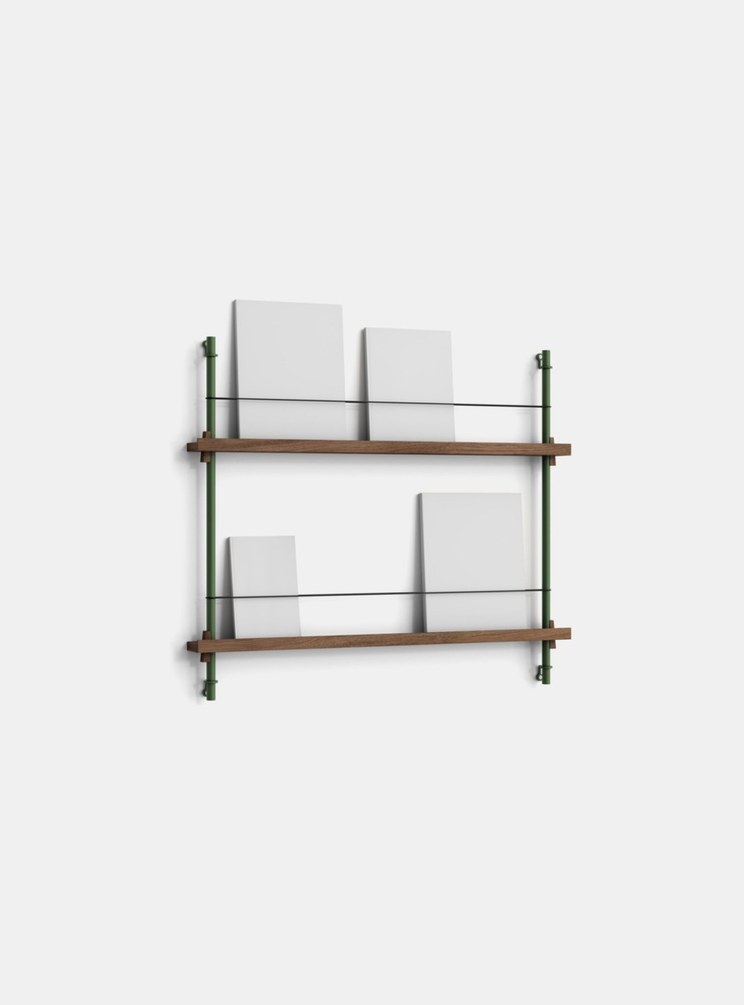 Moebe Magazine Shelving Set Ms.65.1, Smoked Oak Shelves, Pine Green Legs (fsc Mix Credit)