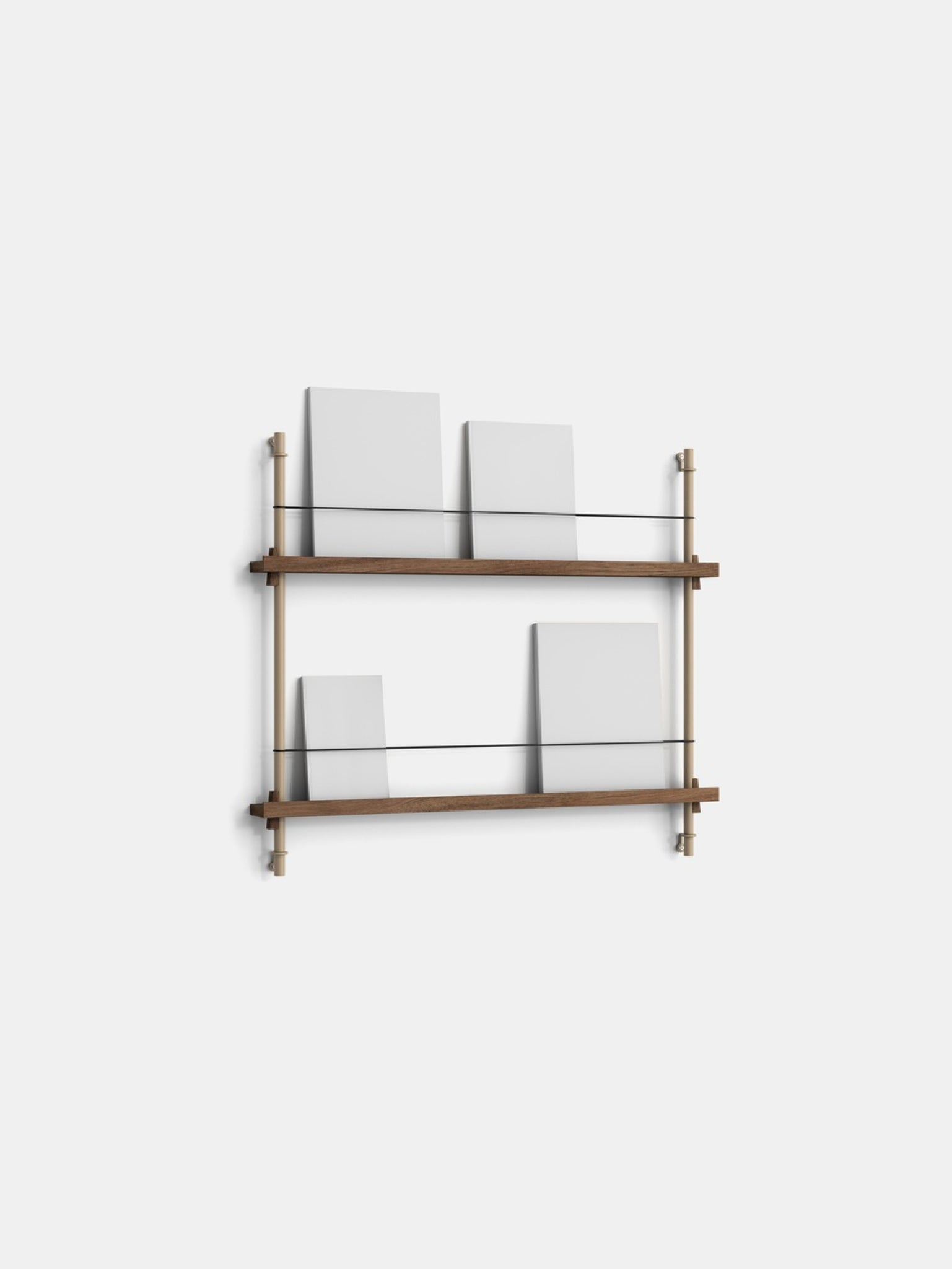 Moebe Magazine Shelving Set Ms.65.1, Smoked Oak Shelves, Warm Grey Legs (fsc Mix Credit)