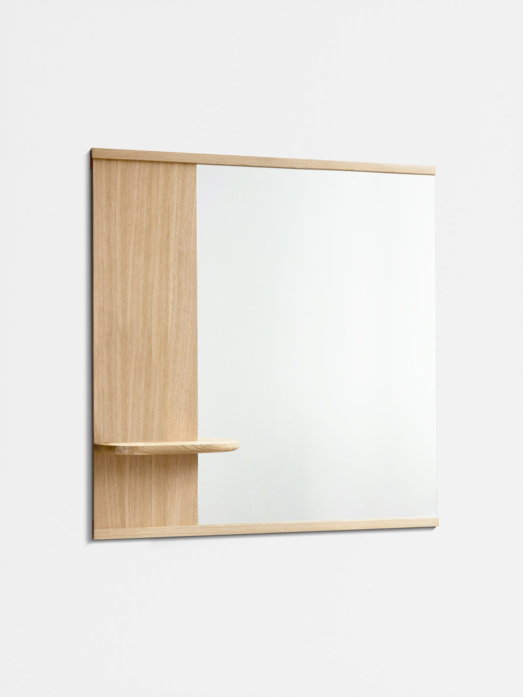 Moebe Oak Wall Mirror with Shelf - Versatile Bathroom Decor 70x72 cm