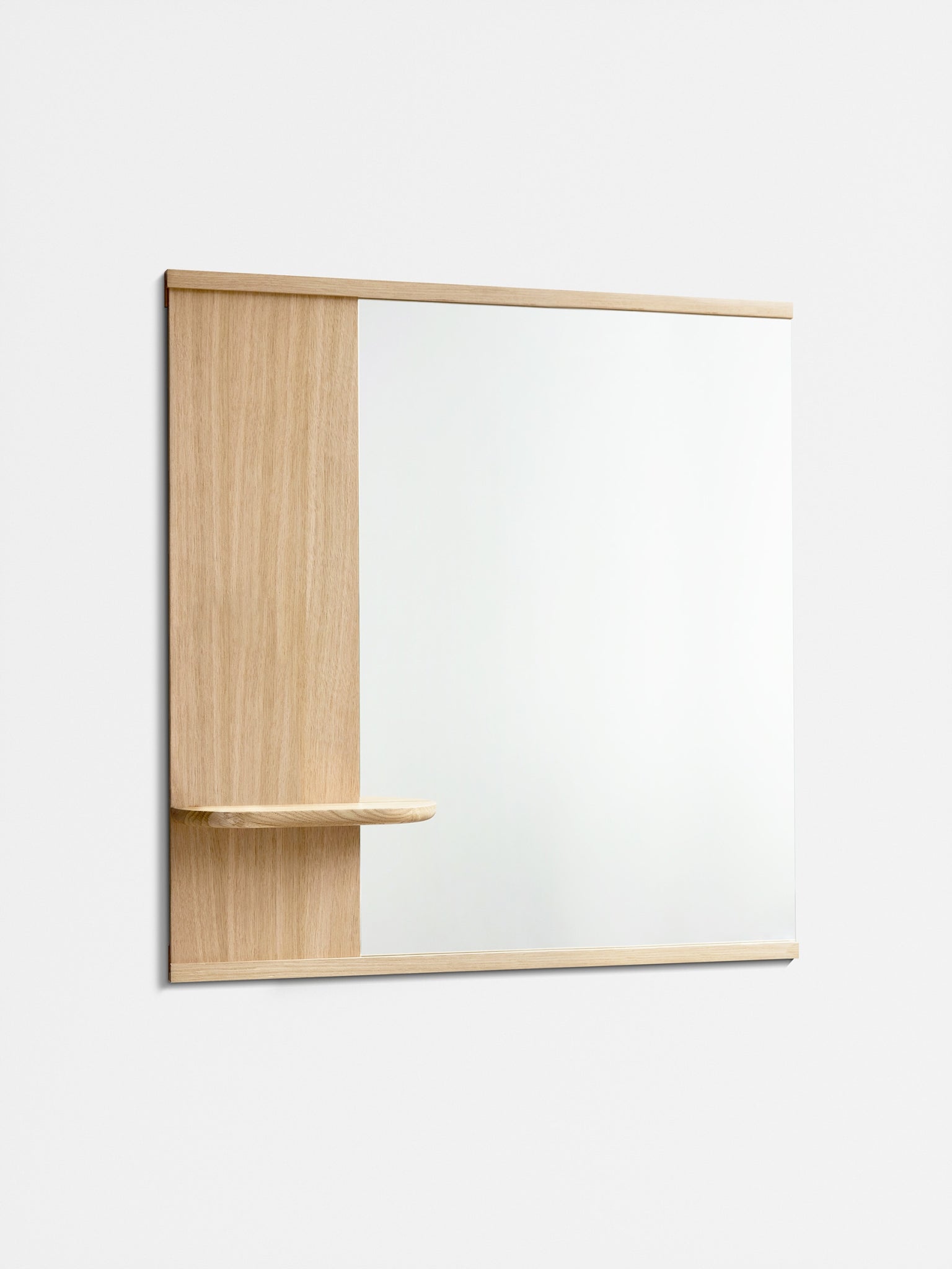 Moebe Oak Wall Mirror with Shelf - Versatile Bathroom Decor 70x72 cm