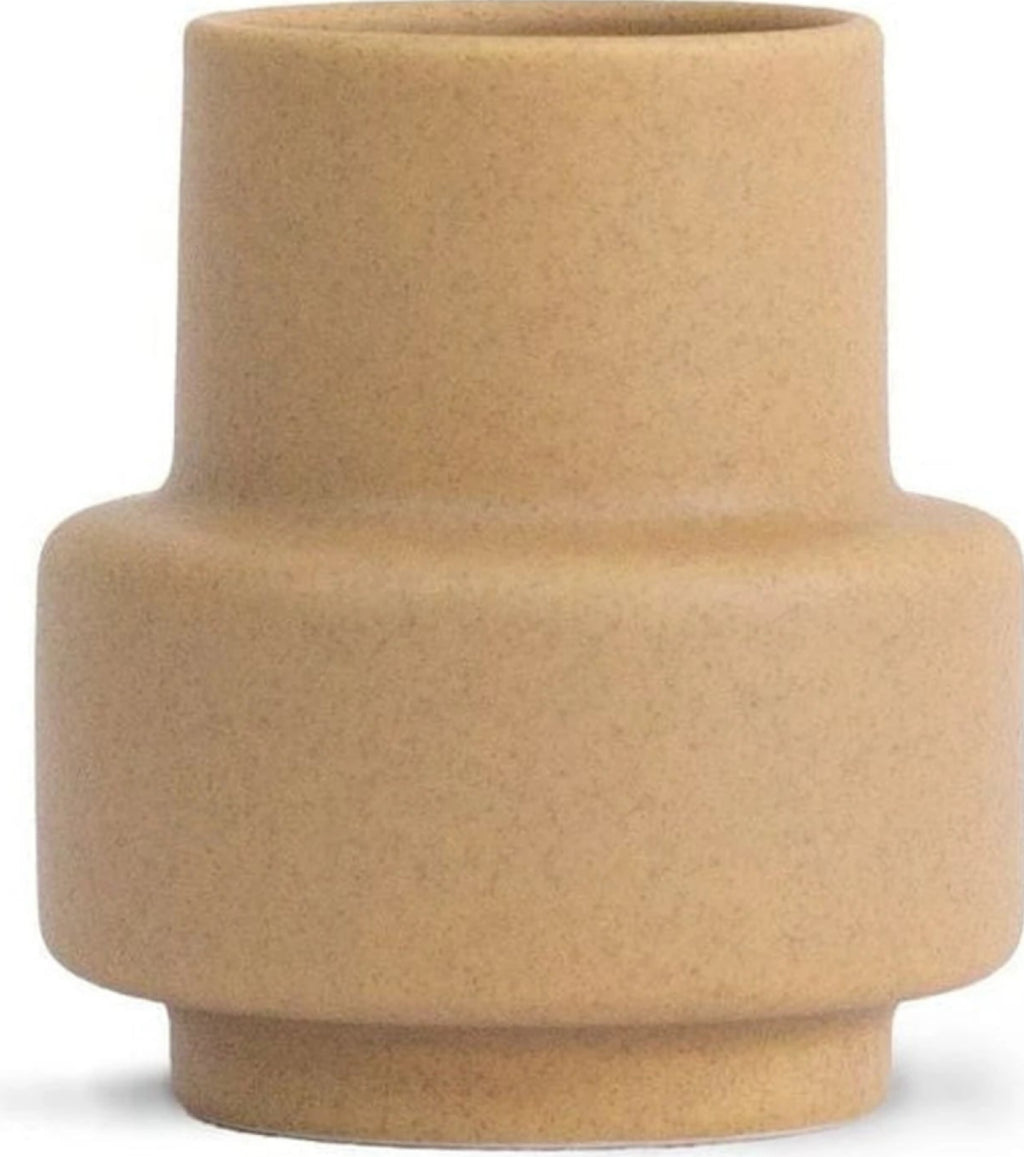 Ro Collection Hurricane Ceramic Vase Small, Soft Ochre
