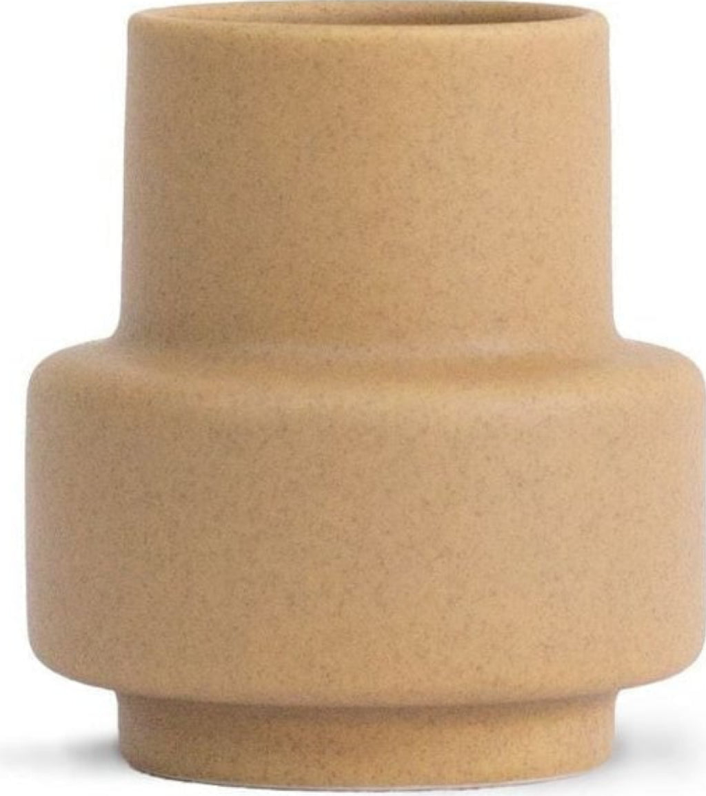Ro Collection Hurricane Ceramic Vase Small, Soft Ochre