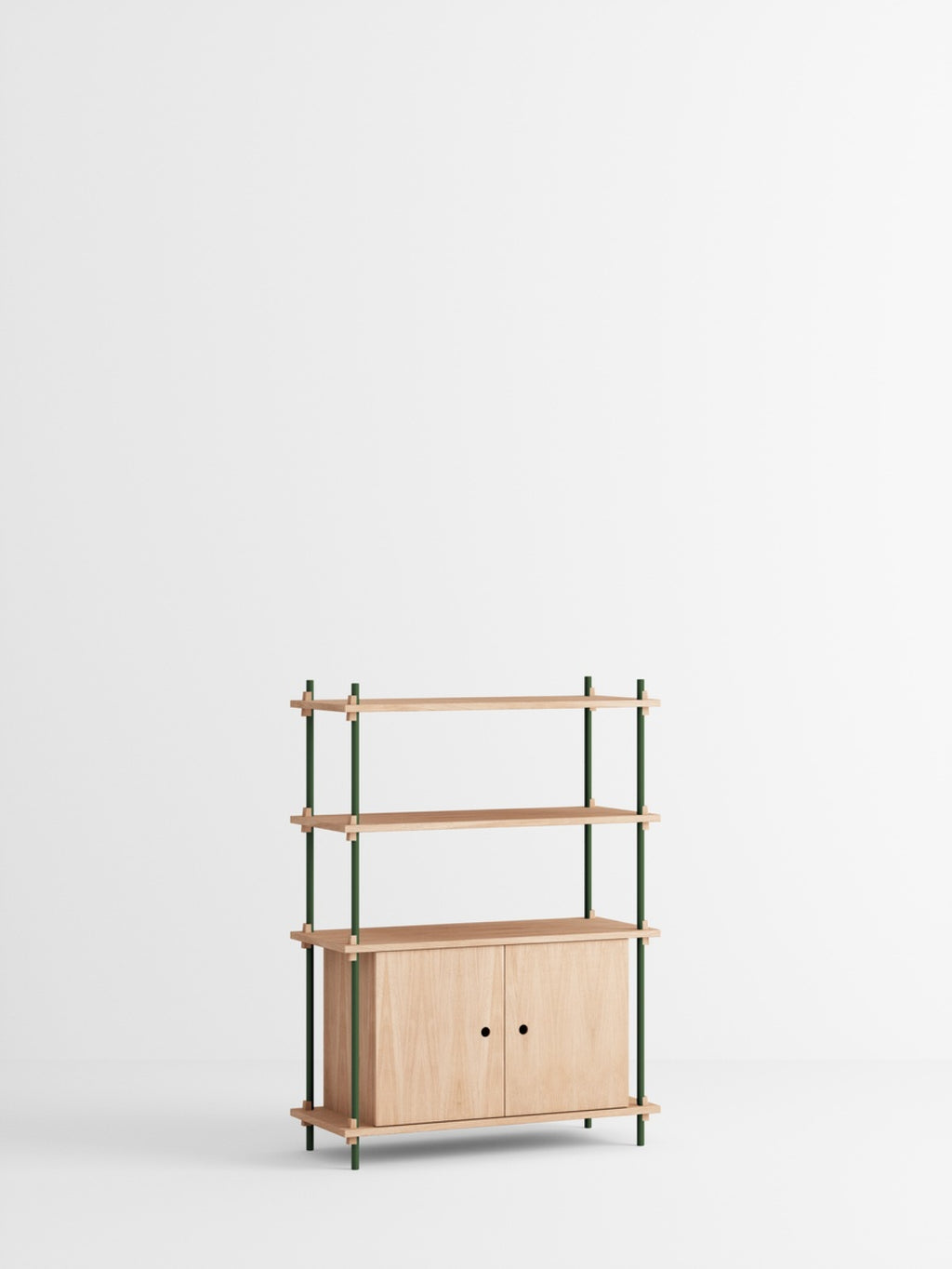 Moebe Shelving Set S.115.1.b, Oak Shelves, Pine Green Legs (fsc Mix Credit)